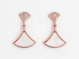 Fan Shape Mother of Pearl Rose Gold Drop Earrings