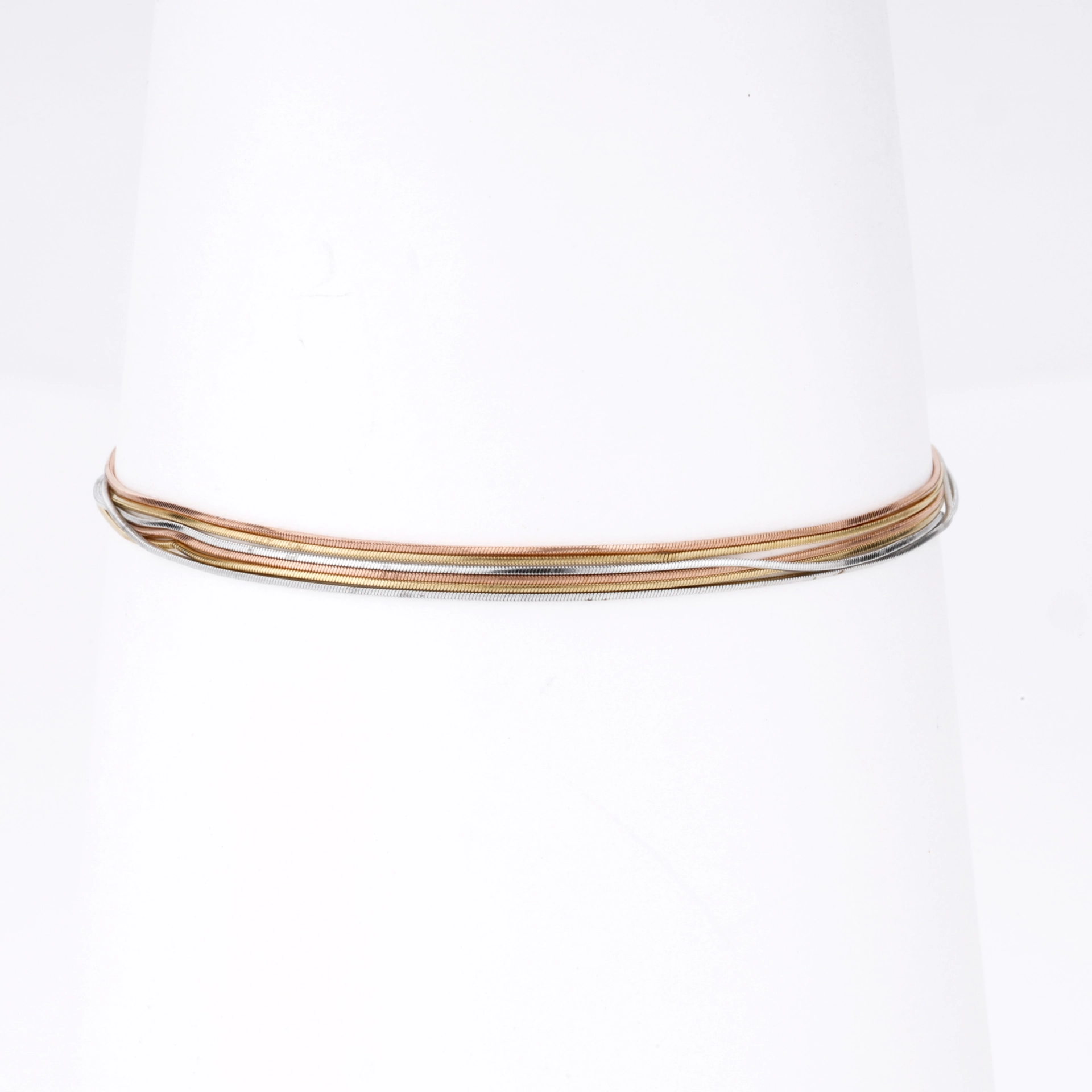 Tri-Tone Multi-Strand Snake Chain Adjustable Bracelet