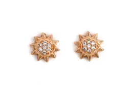 Buti - Rose Gold Sunburst Floral CZ Stud Earrings