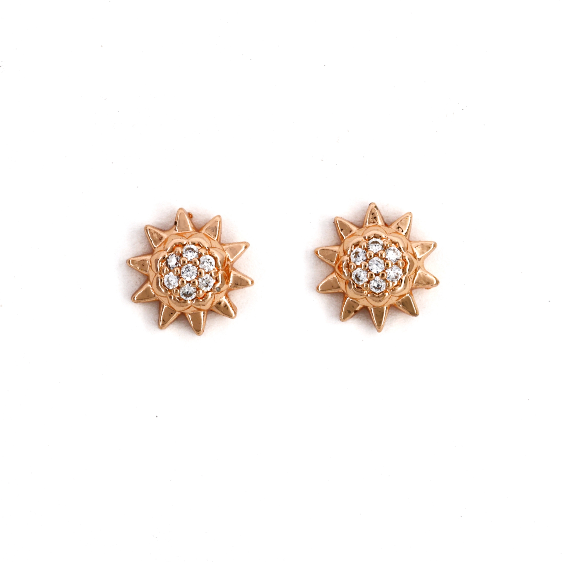 Buti - Rose Gold Sunburst Floral CZ Stud Earrings
