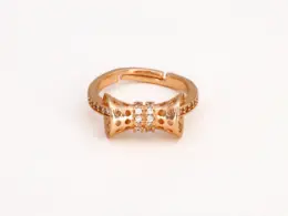 Rose Gold Plated Bow Tie CZ Adjustable Finger Ring