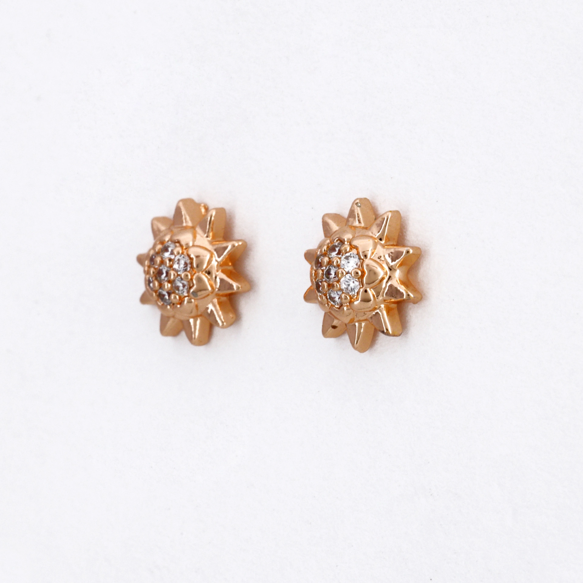 Buti - Rose Gold Sunburst Floral CZ Stud Earrings - Image 3
