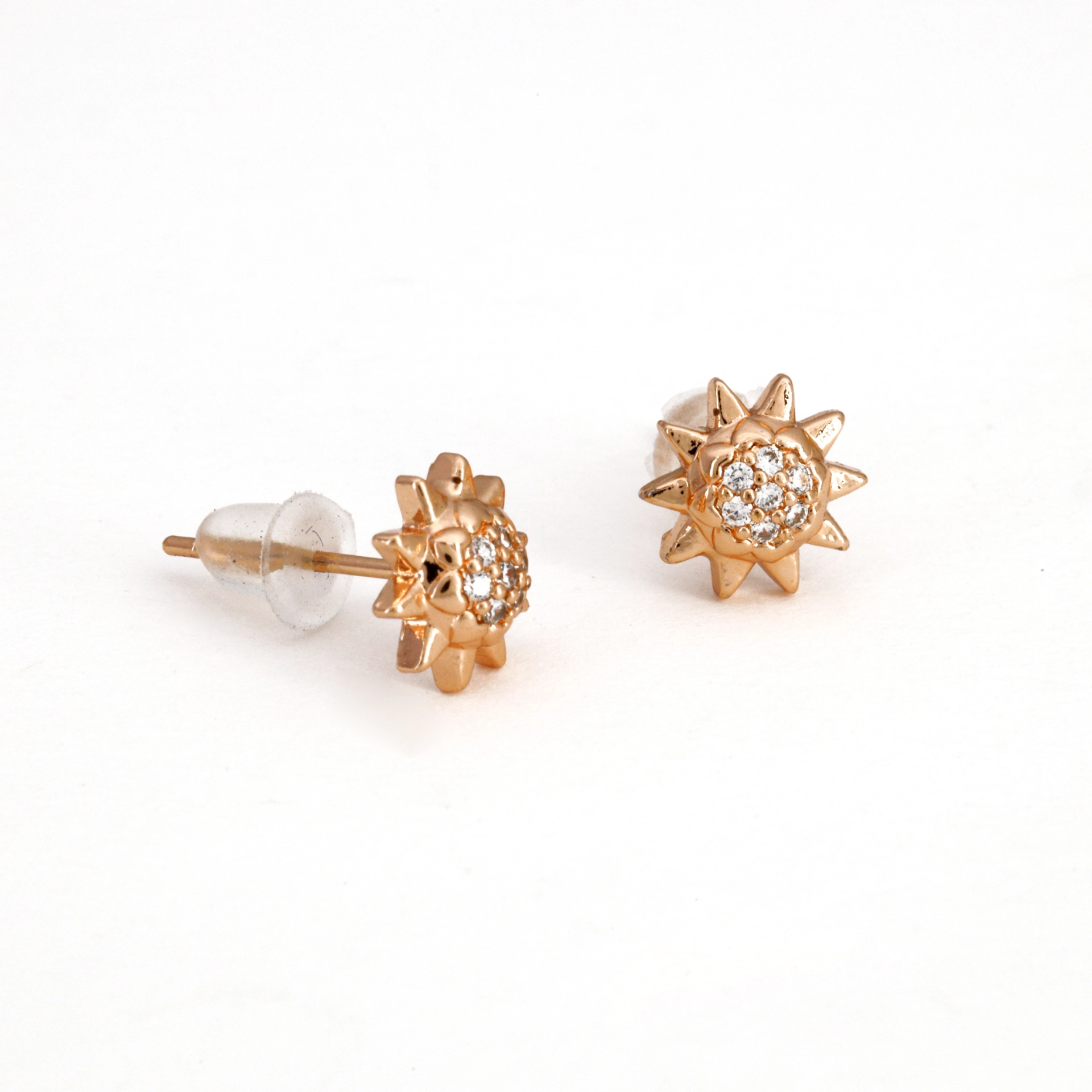 Buti - Rose Gold Sunburst Floral CZ Stud Earrings - Image 2