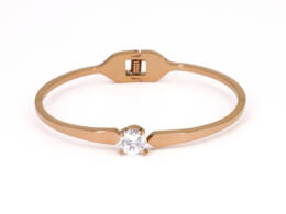 Rose Gold Solitaire CZ Minimalist Bangle Bracelet