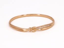 Rose Gold Intertwined Knot CZ Bangle Bracelet