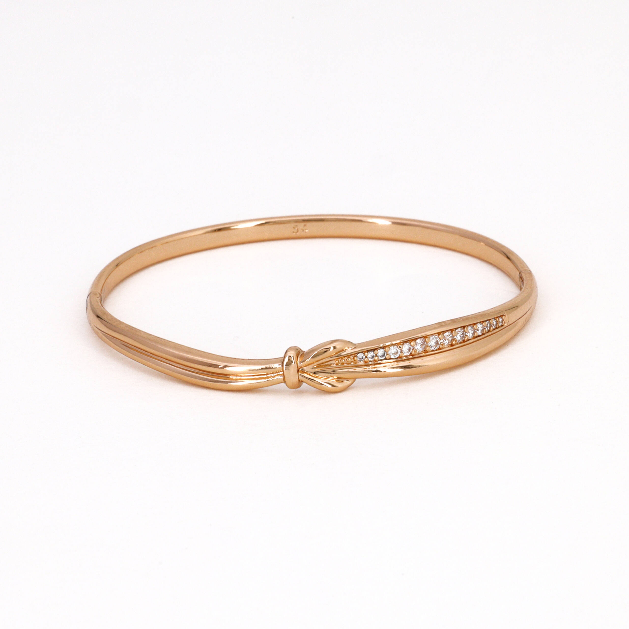 Rose Gold Intertwined Knot CZ Bangle Bracelet