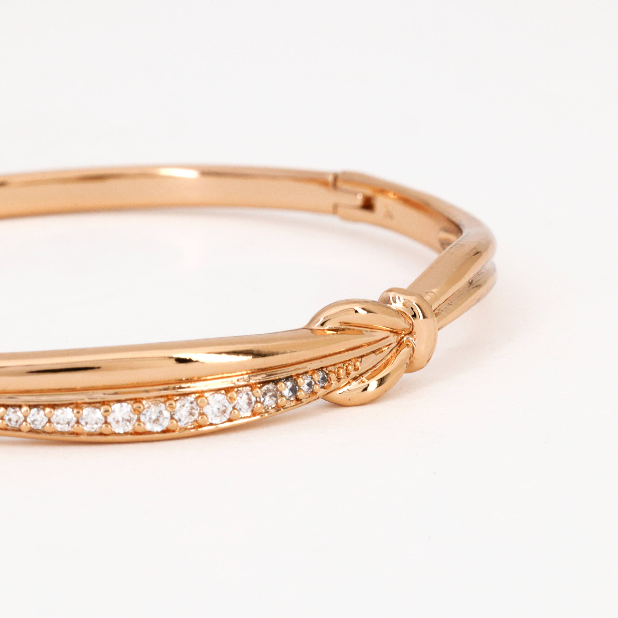 Rose Gold Intertwined Knot CZ Bangle Bracelet
