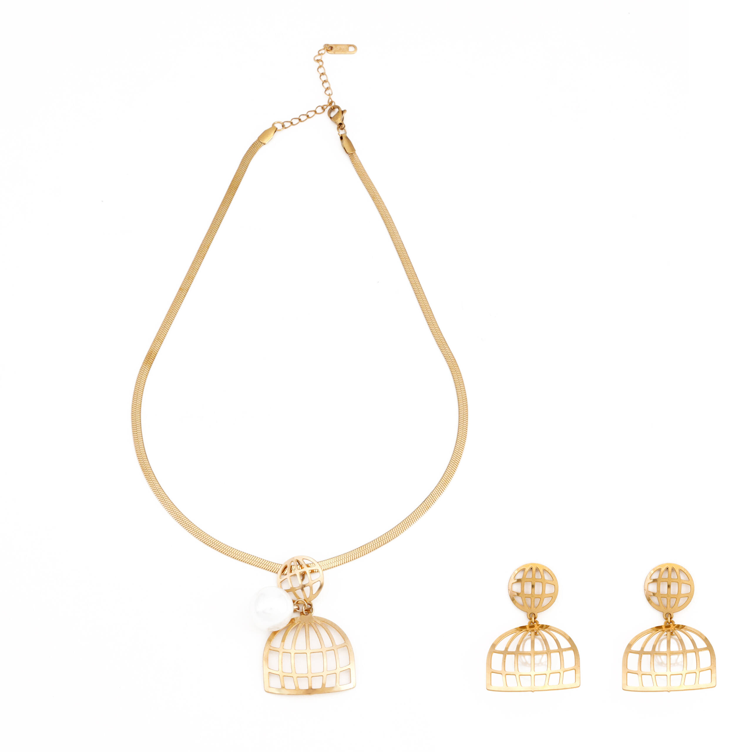 Floral Gold Charm Necklace Set