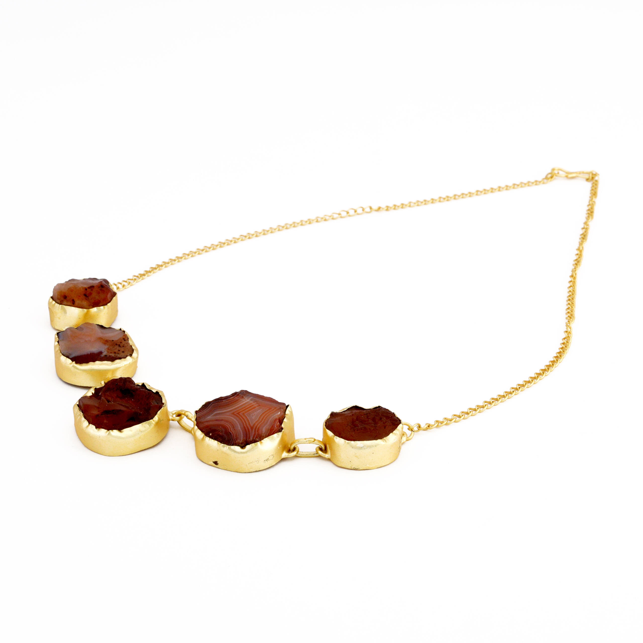 Golden Fan Charm Necklace Set