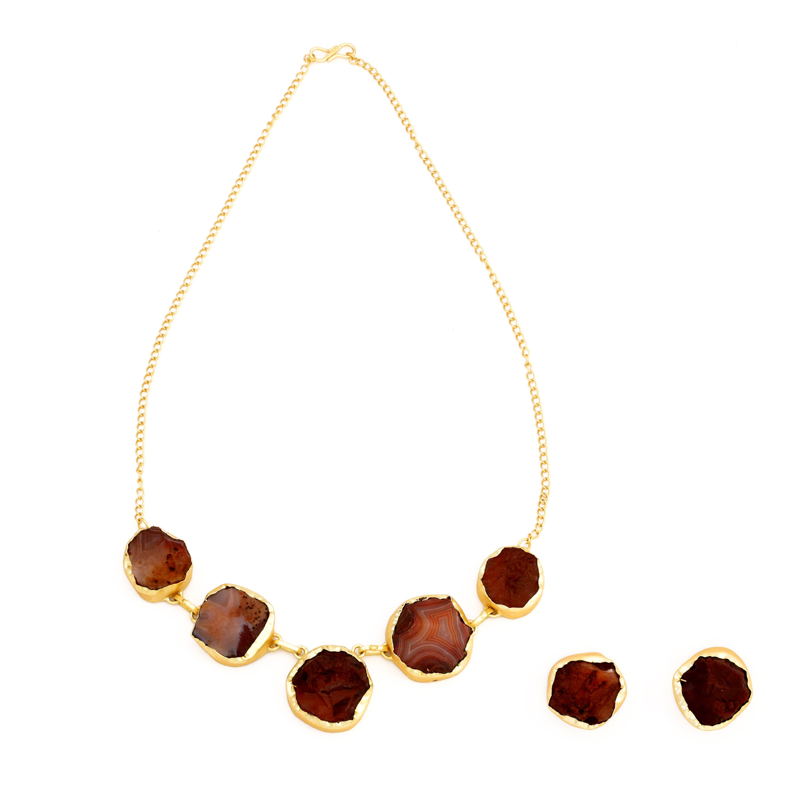 Golden Fan Charm Necklace Set