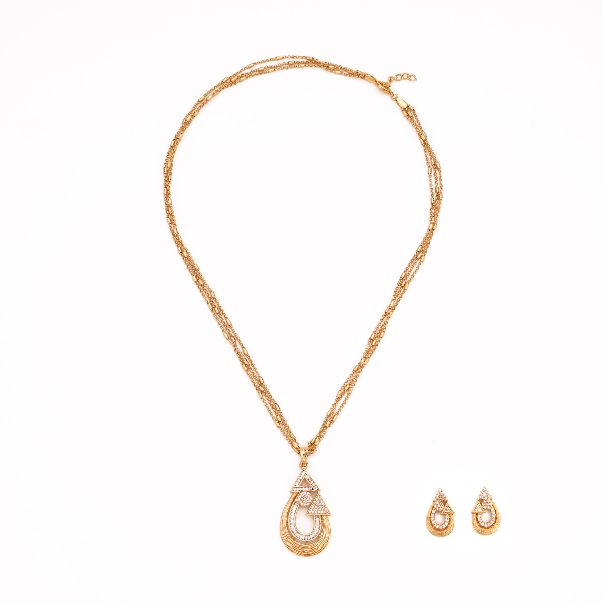 Ros? Floral Drop Pendant Set