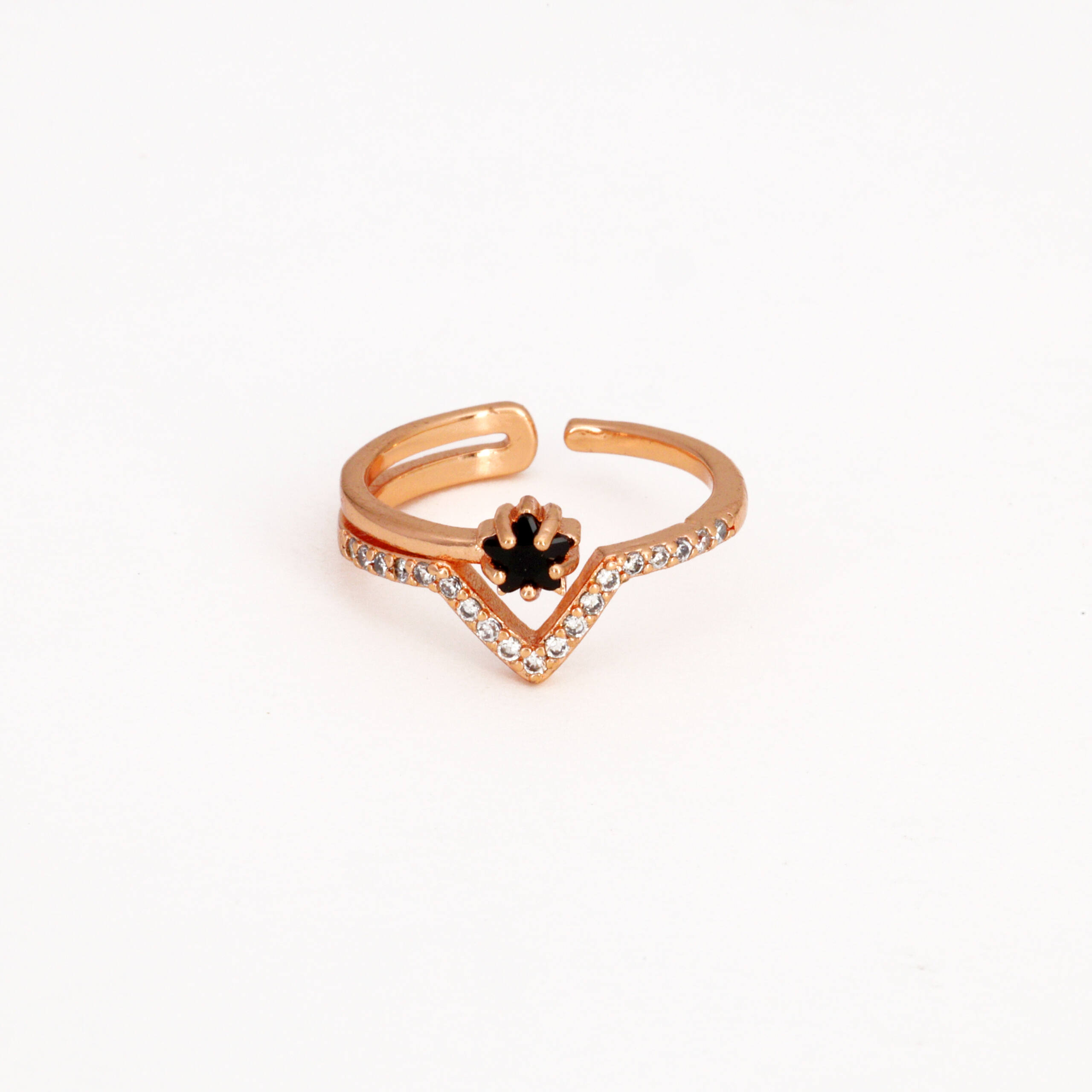 Rose Gold Adjustable Floral Wishbone Ring Collection