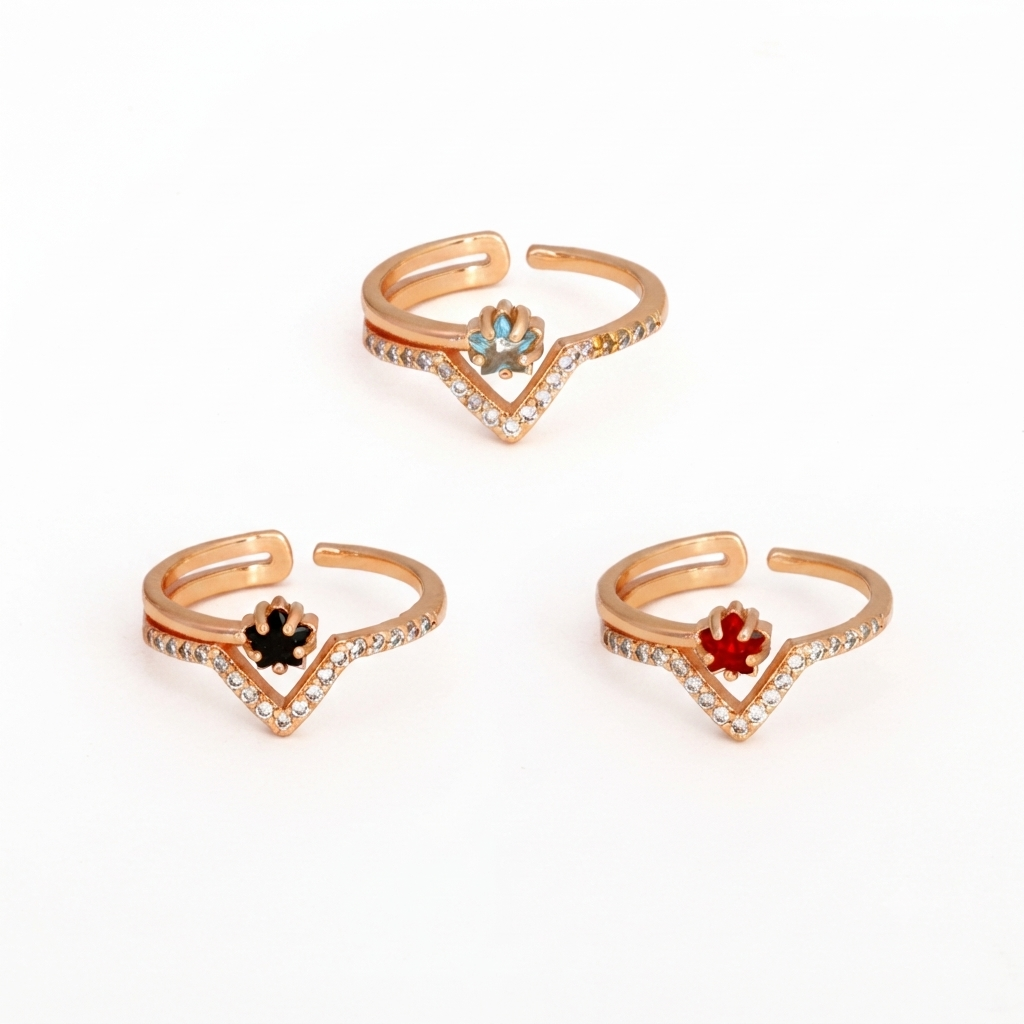 Rose Gold Adjustable Floral Wishbone Ring Collection