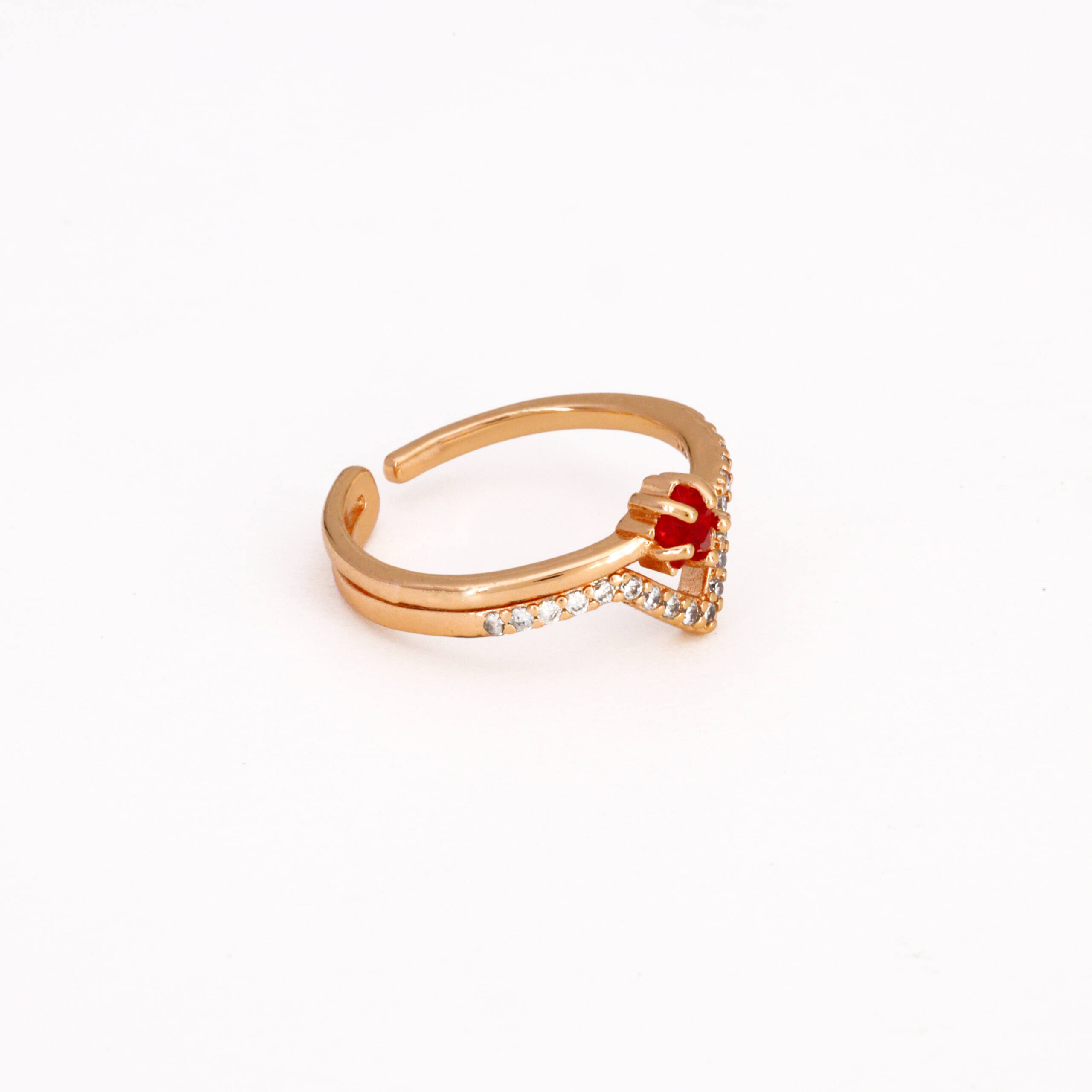 Rose Gold Red Ruby Chevron Ring