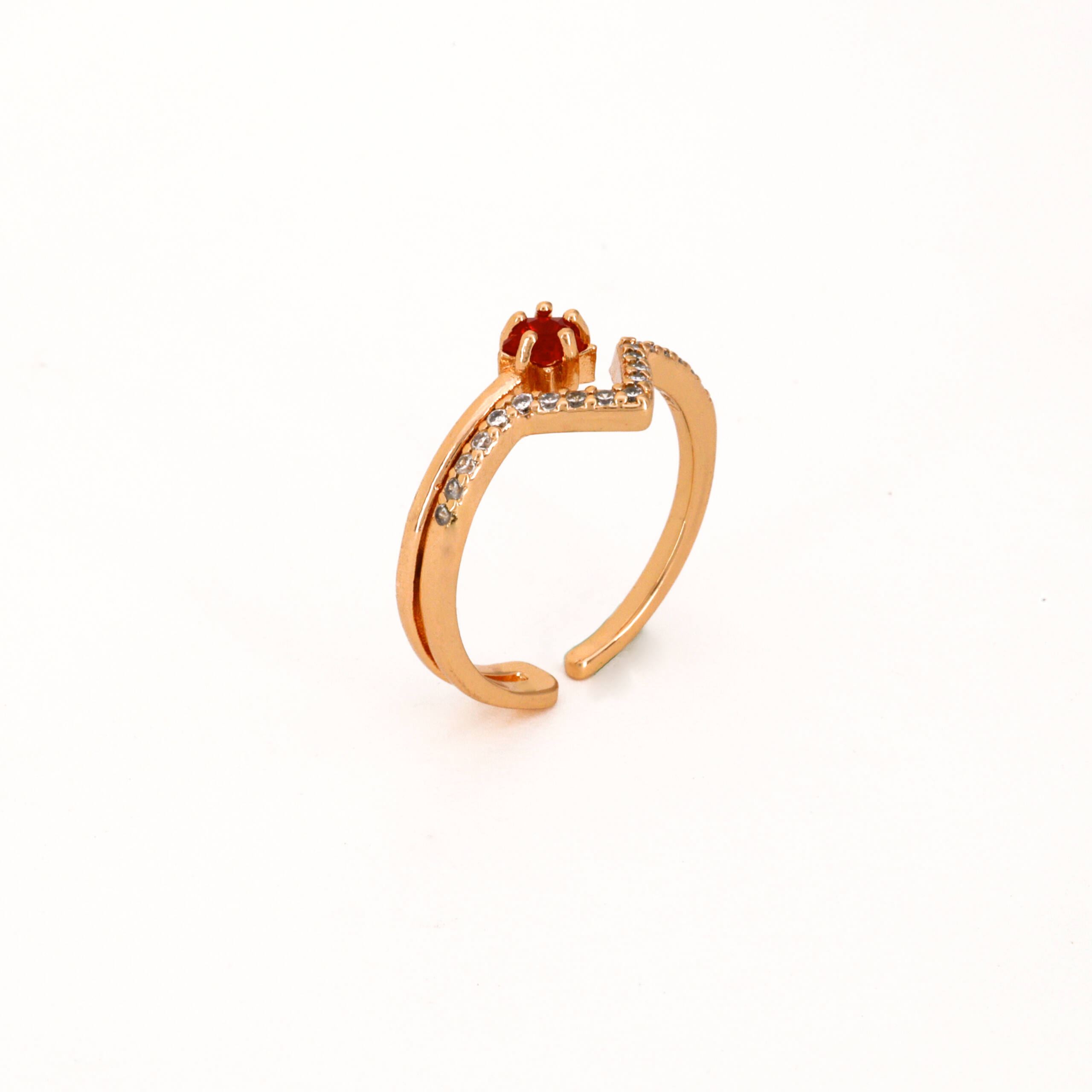 Rose Gold Red Ruby Chevron Ring