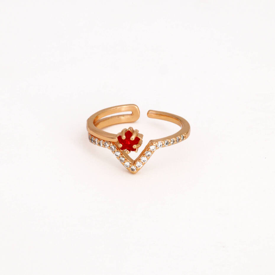Rose Gold Red Ruby Chevron Ring
