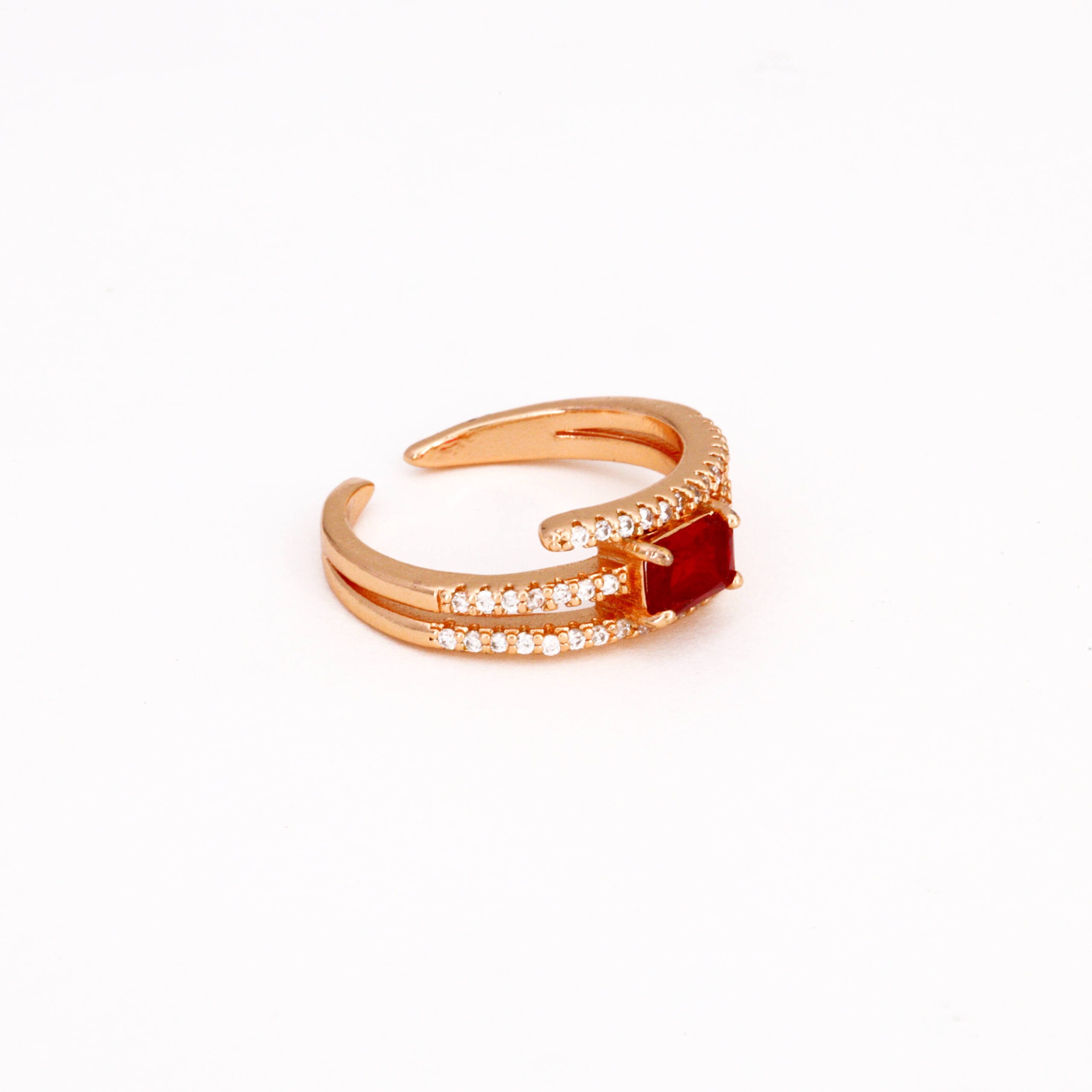 Rose Gold Ruby Emerald-Cut Ring