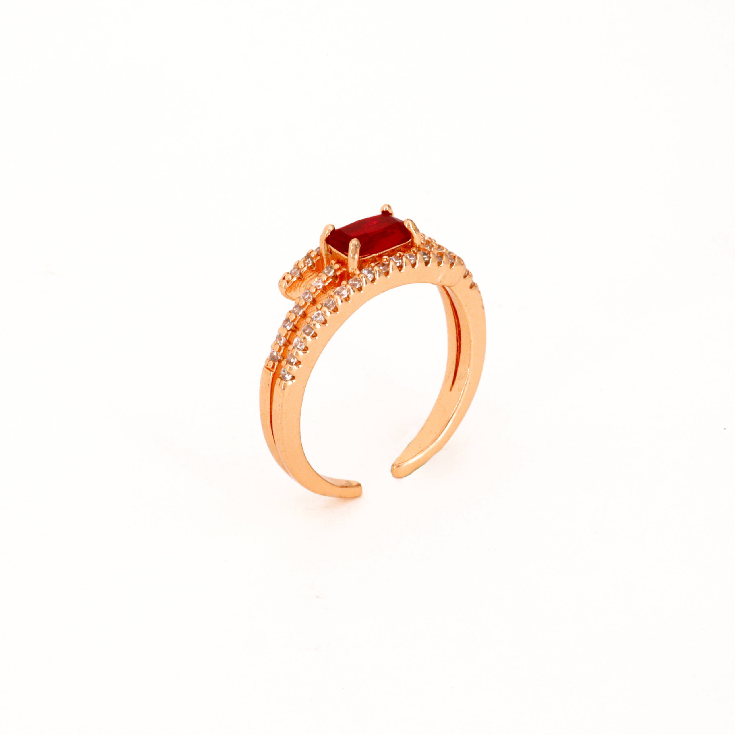 Rose Gold Ruby Emerald-Cut Ring