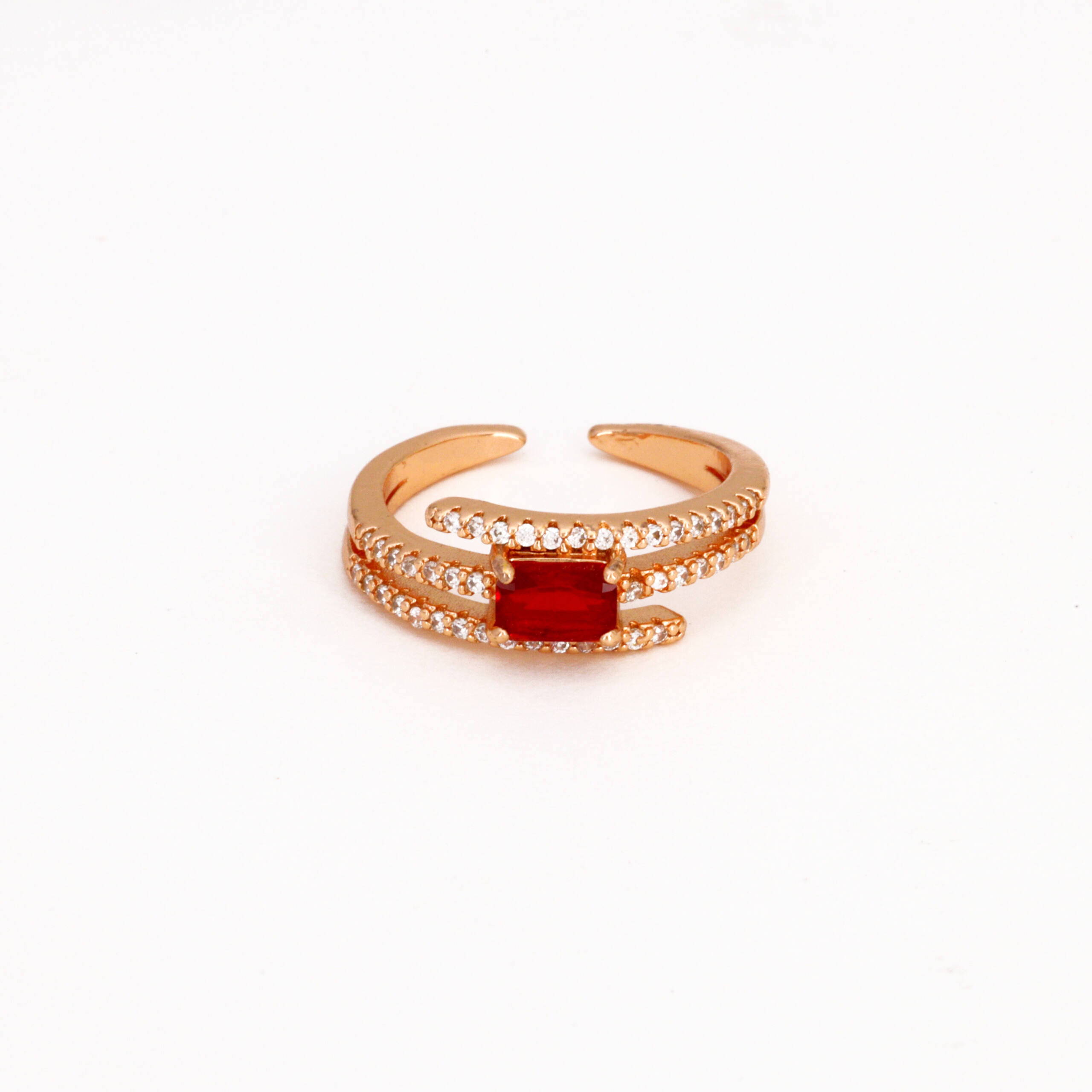 Rose Gold Ruby Emerald-Cut Ring