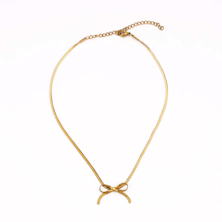 The Classic Aurum Dainty Bow Necklace
