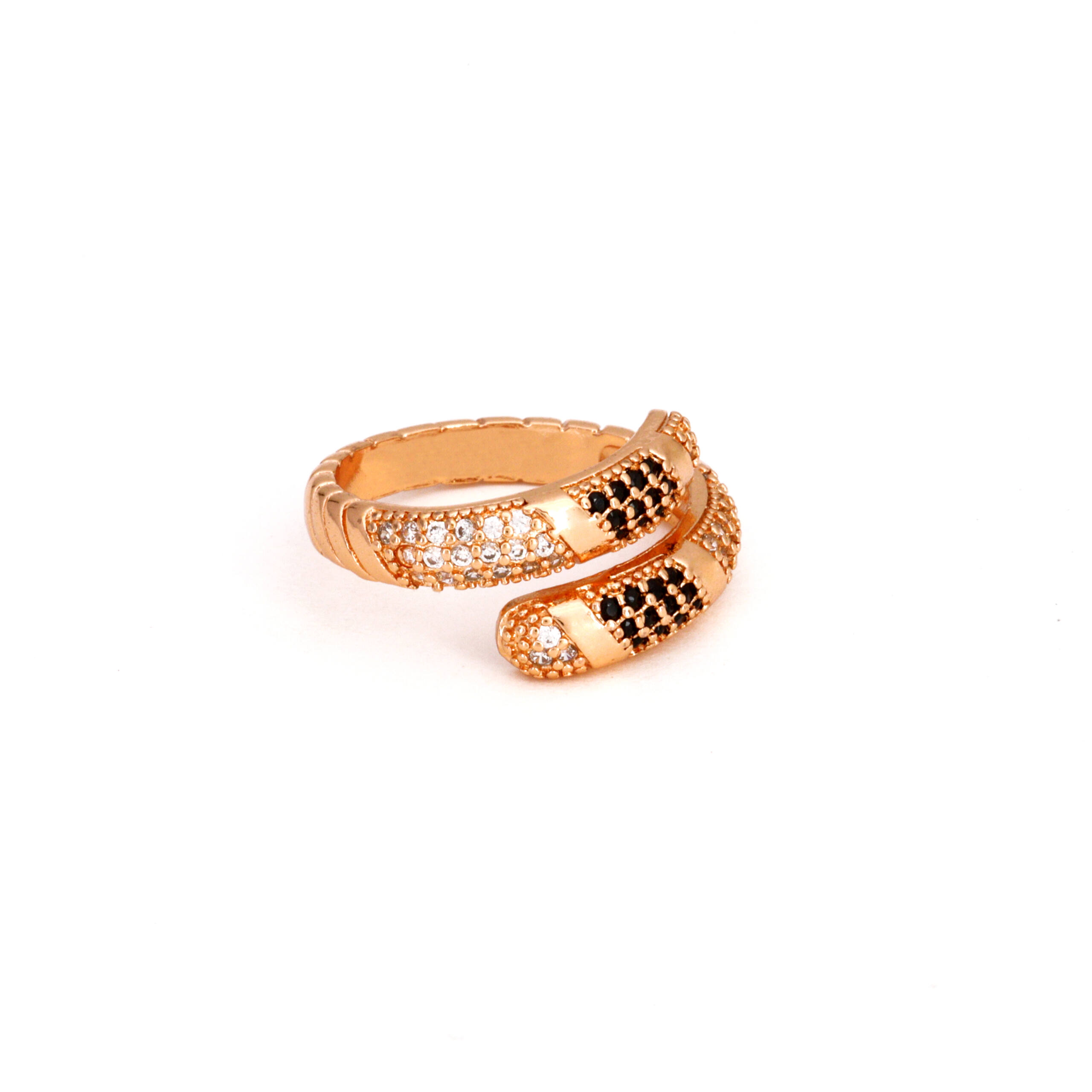 The Onyx Lattice Chevron Coil Ring