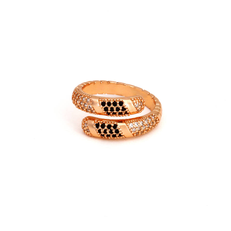 The Onyx Lattice Chevron Coil Ring