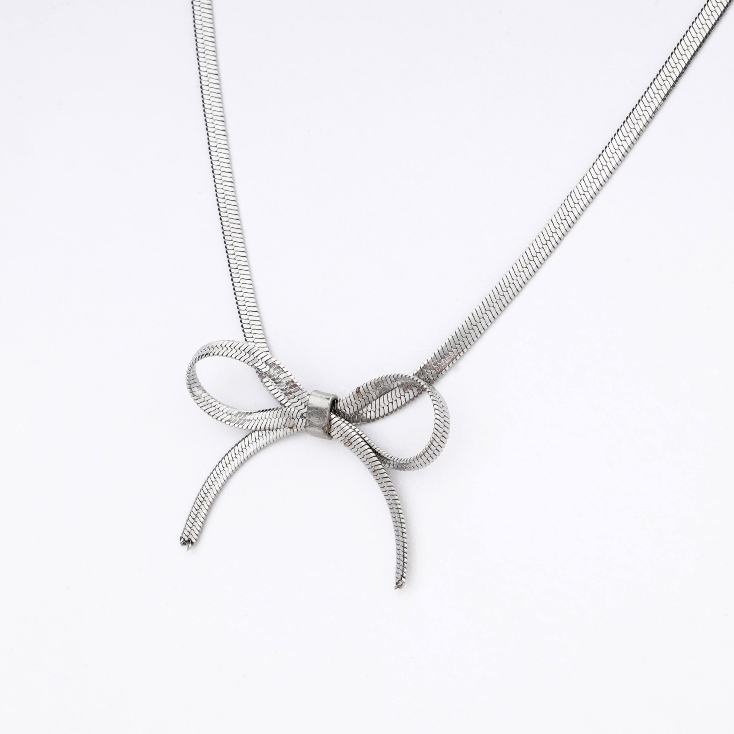 The Sterling Horizon Ribbon Bow Necklace