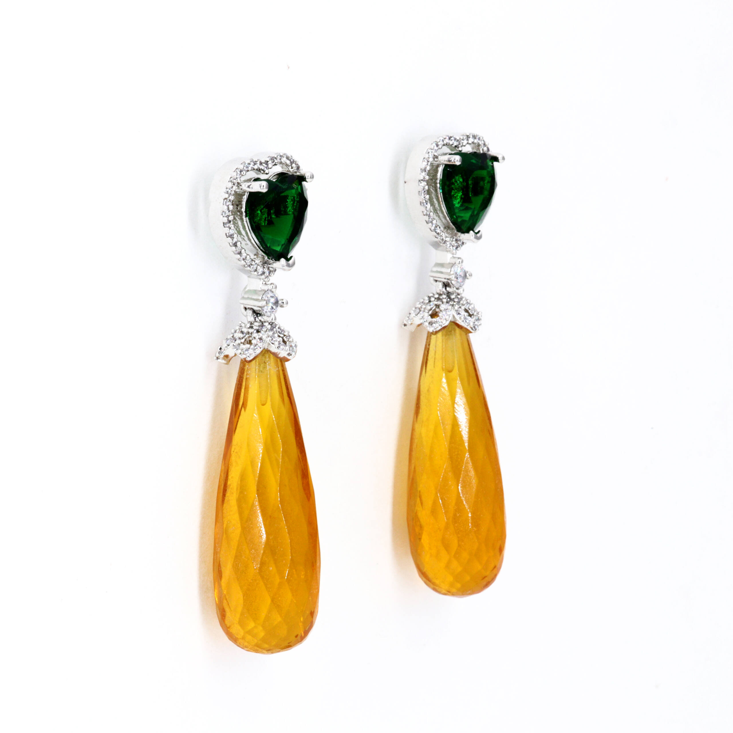Amber Glow Long Drop Earrings