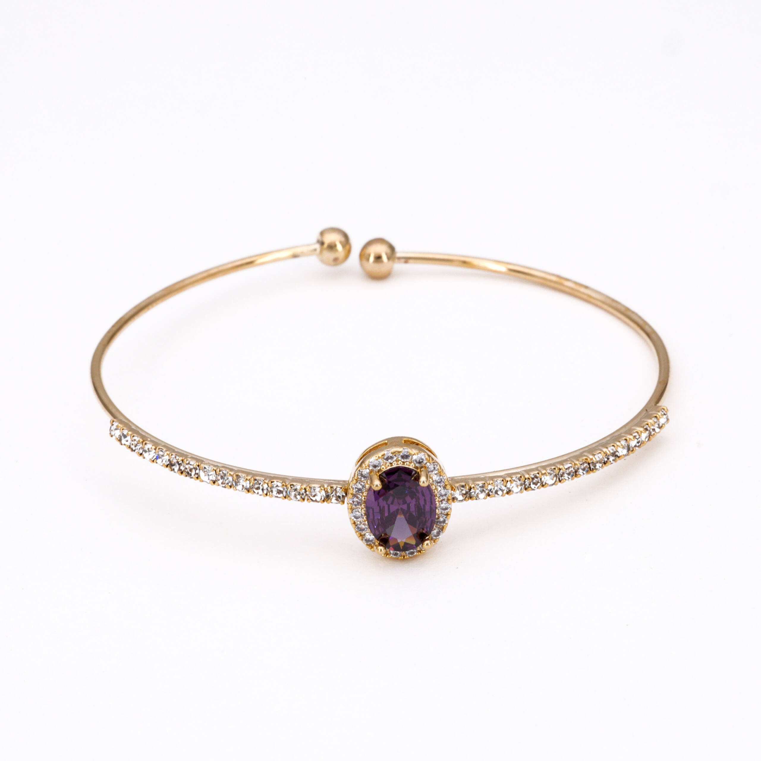 Amethyst Gold-Tone Charm Bracelet