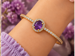 Amethyst Gold-Tone Charm Bracelet