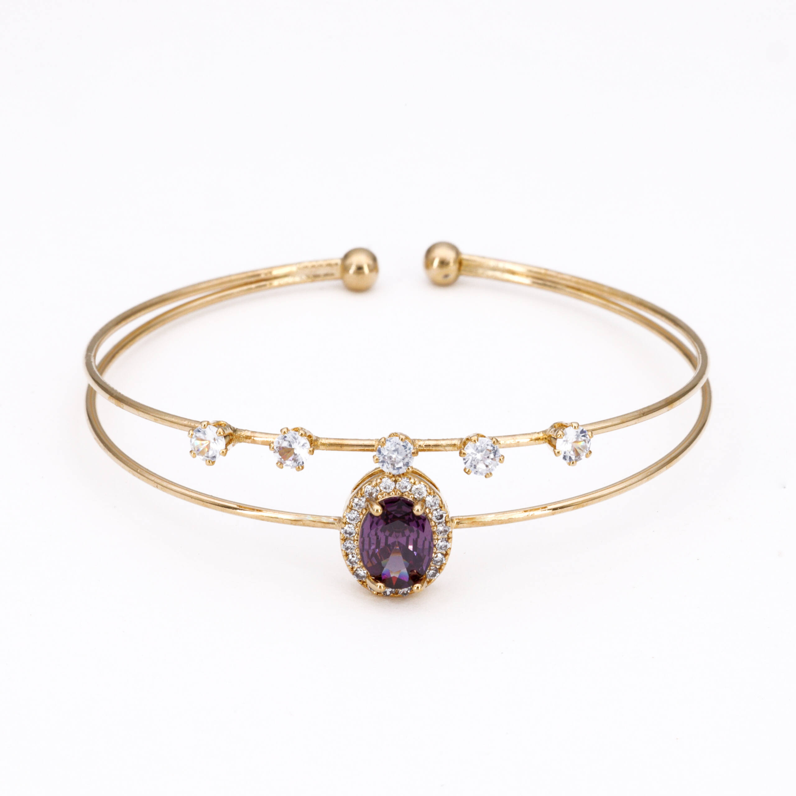 Amethyst Tone Gold Charm Bracelet