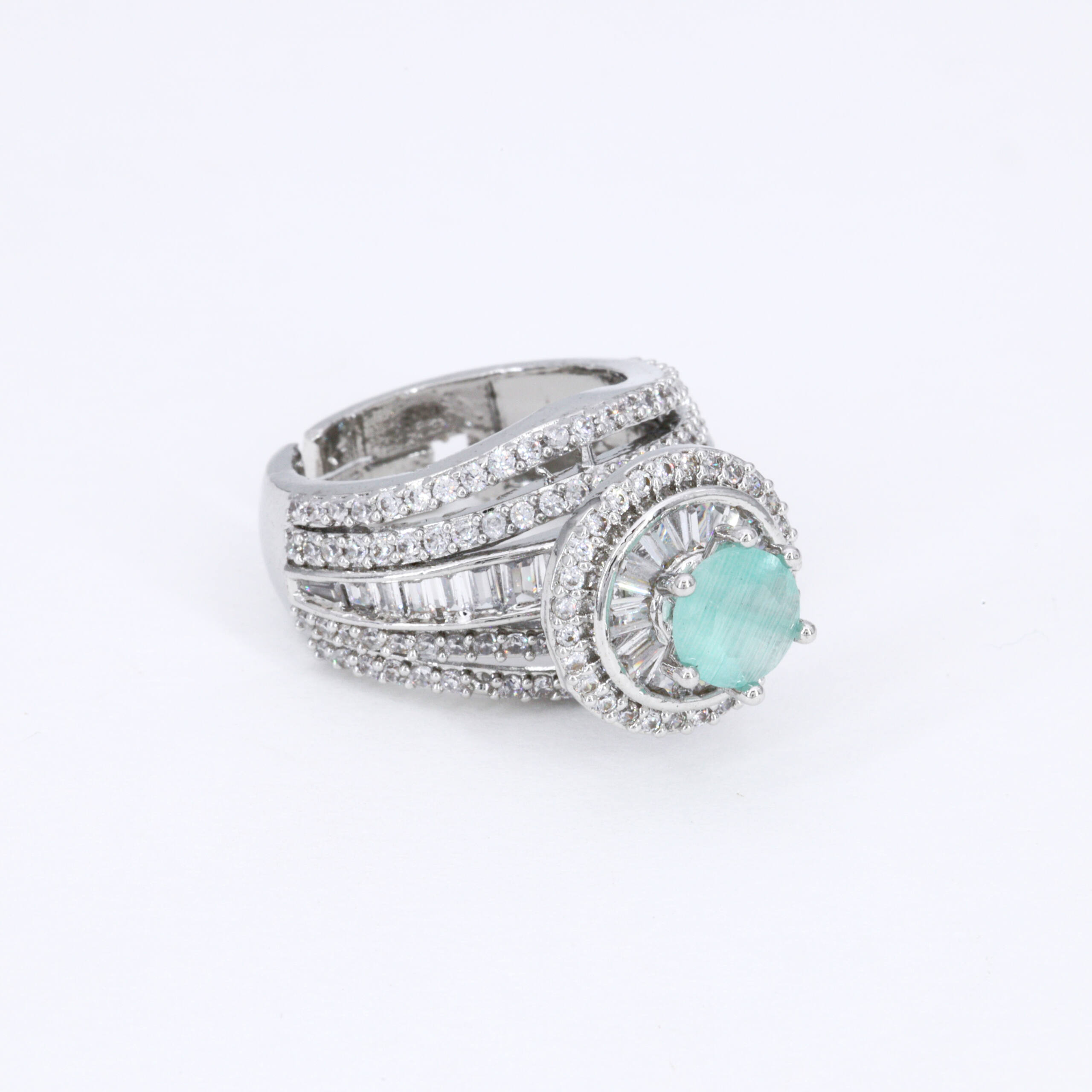 Aqua Accent Sculpted Ring