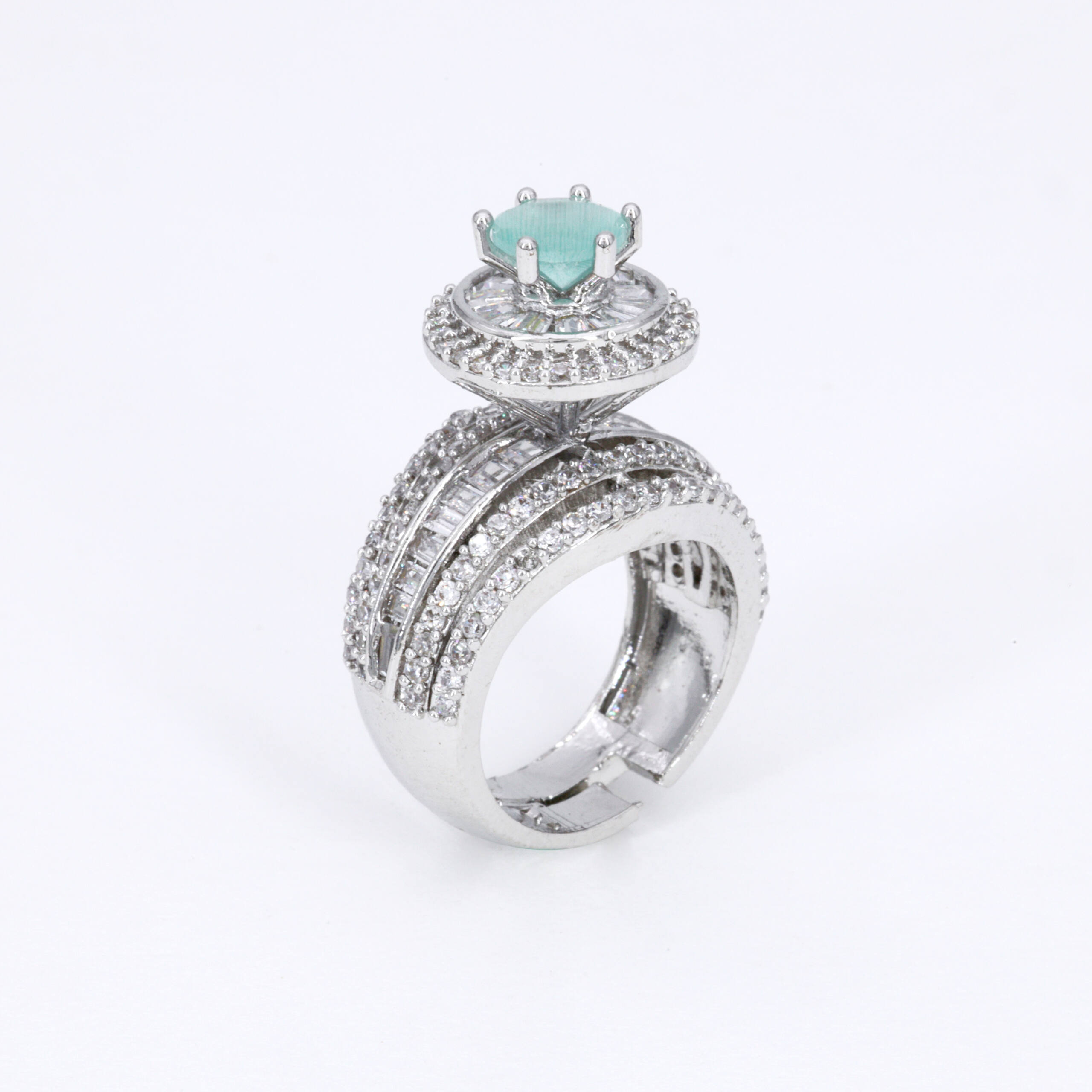 Aqua Accent Sculpted Ring