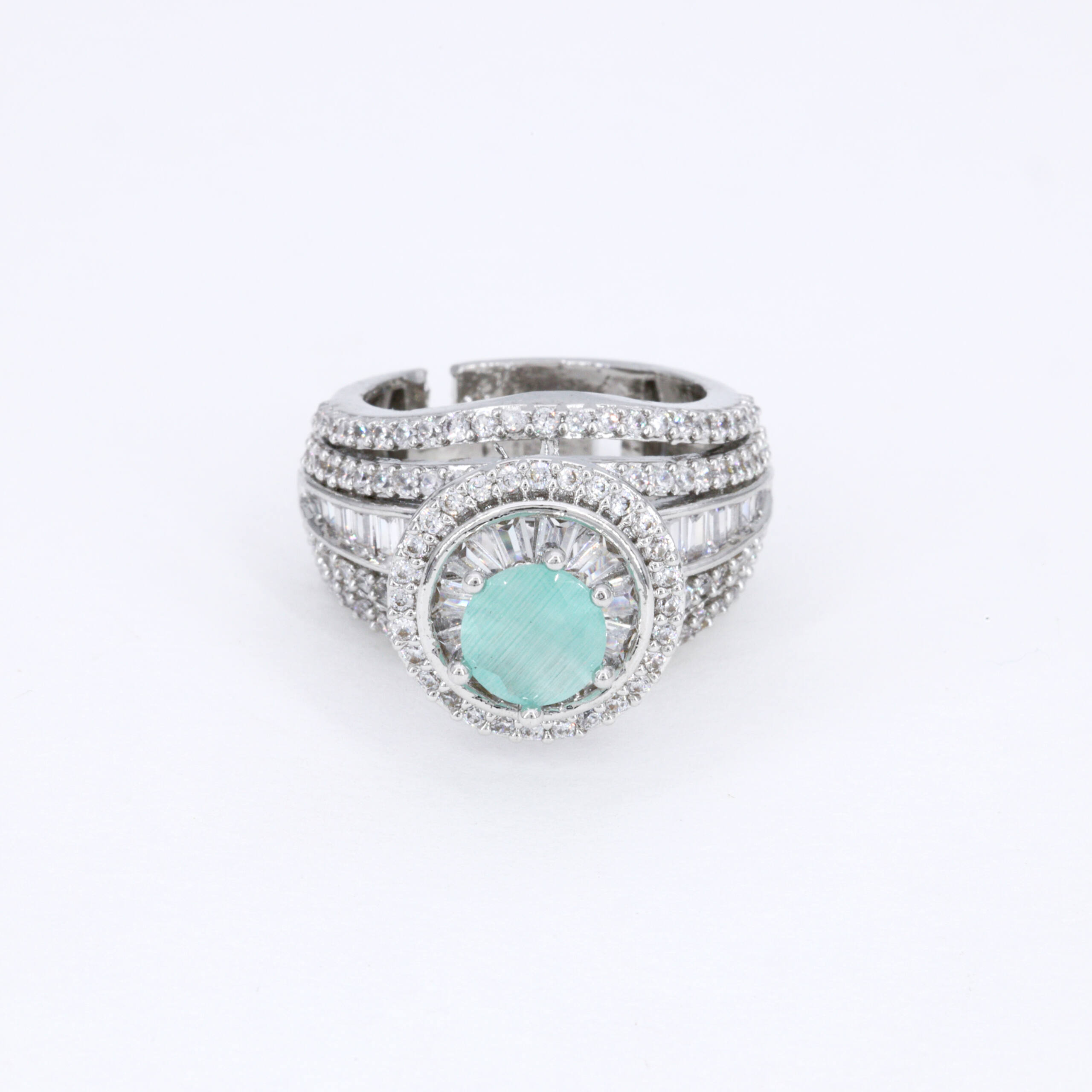 Aqua Accent Sculpted Ring