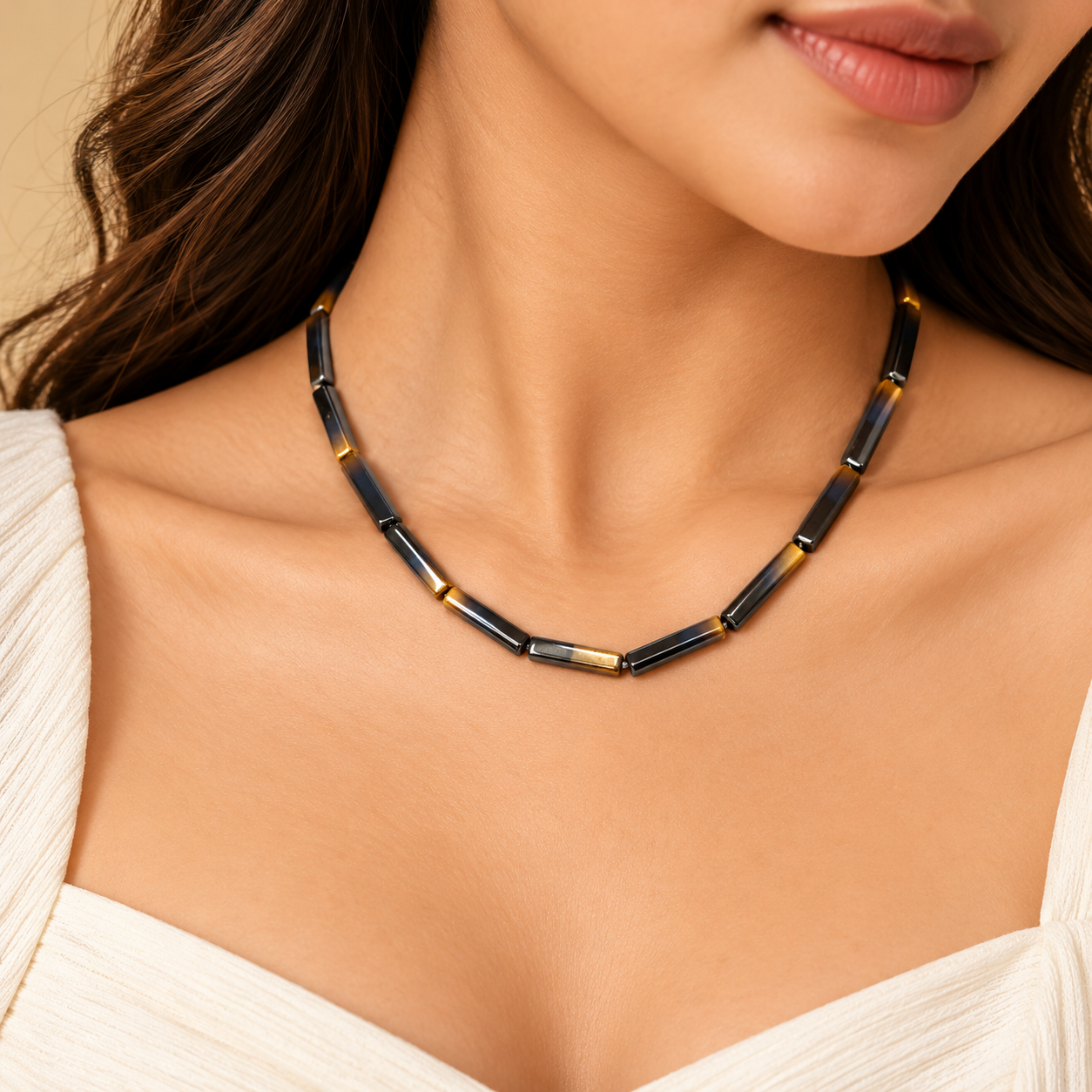 Black Beaded Minimal Necklace