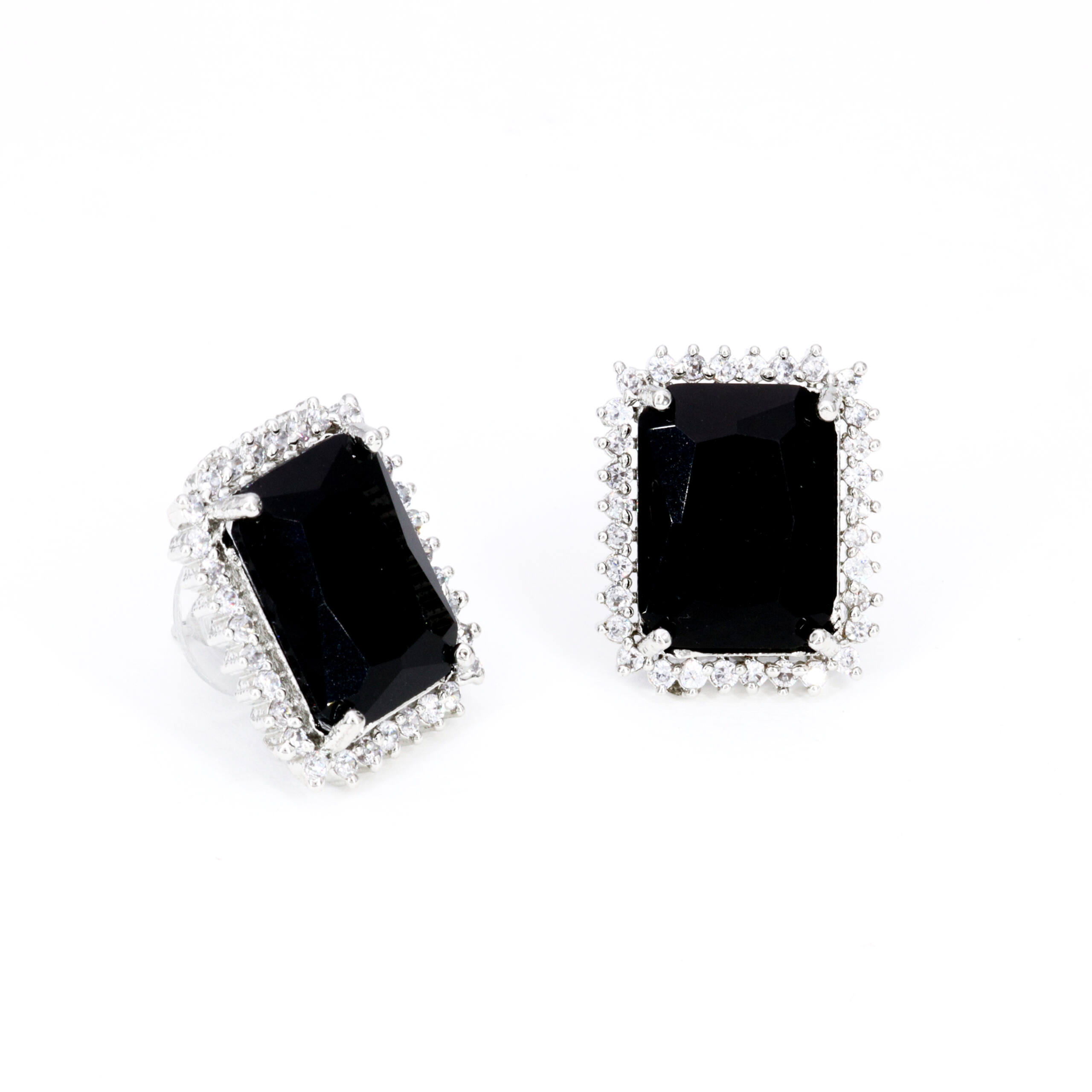 Black Onyx Look Square Studs