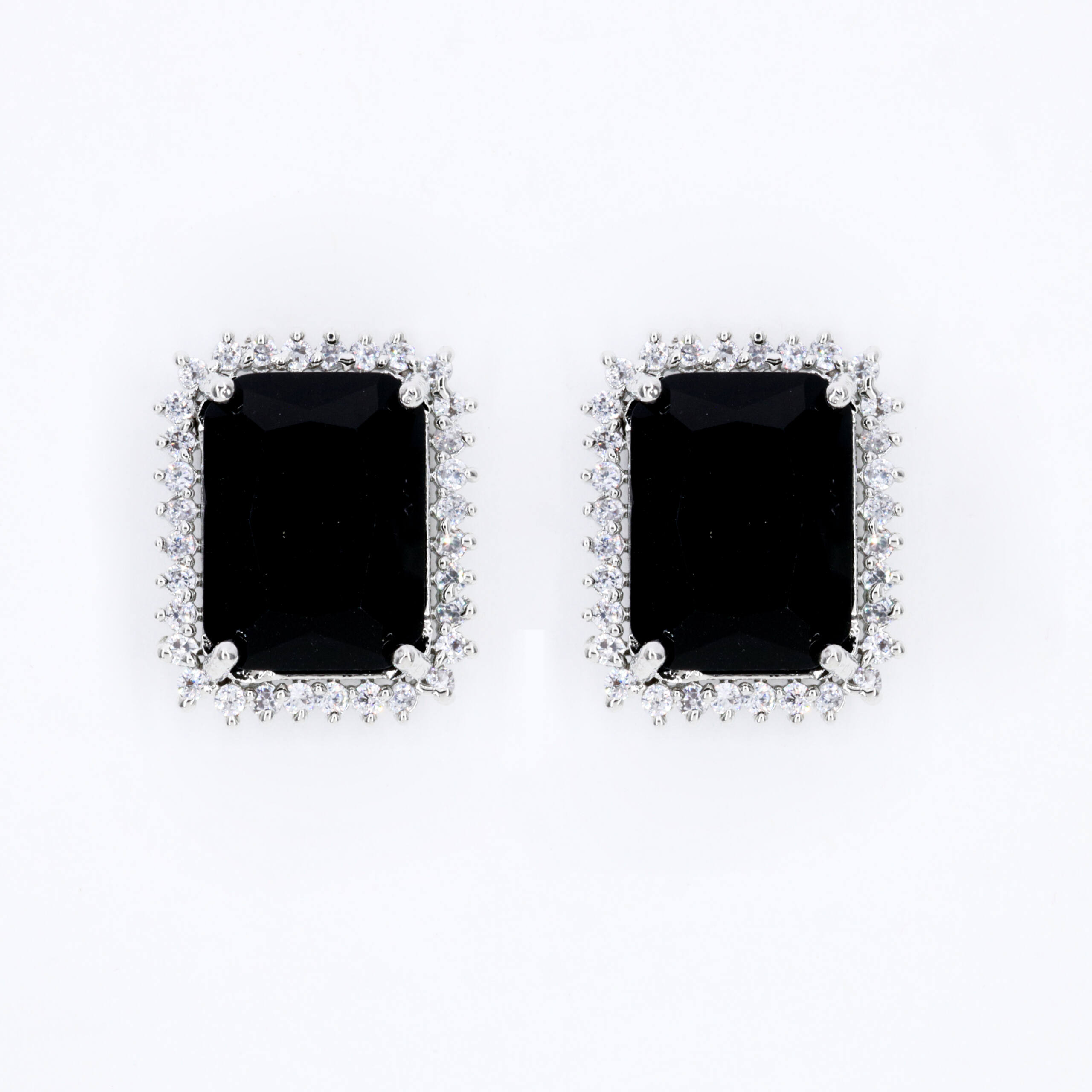 Black Onyx Look Square Studs