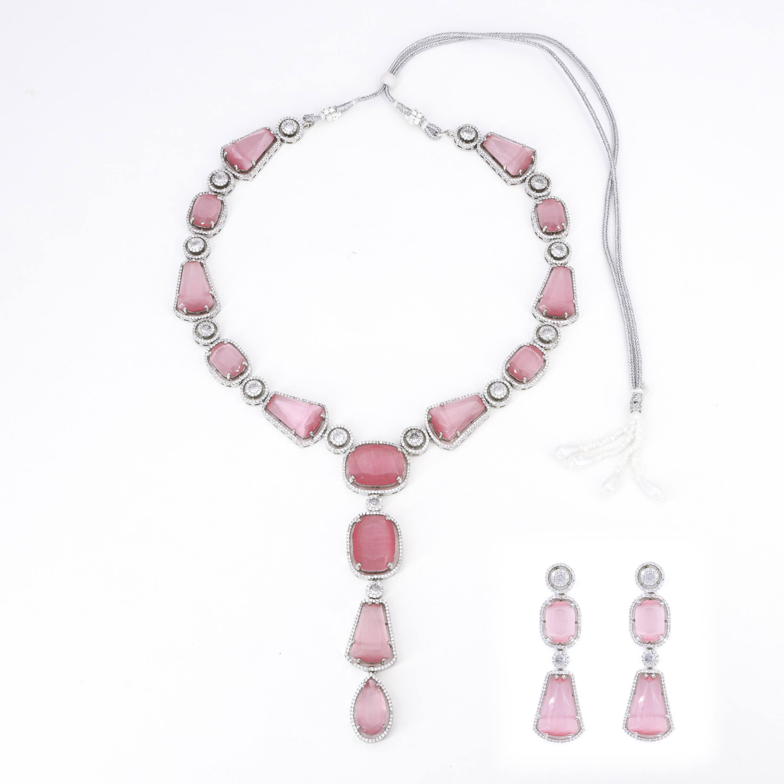 Blush Pink Cascade Pendant Set