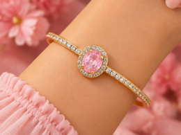 Blush Pink Gold-Tone Charm Bracelet