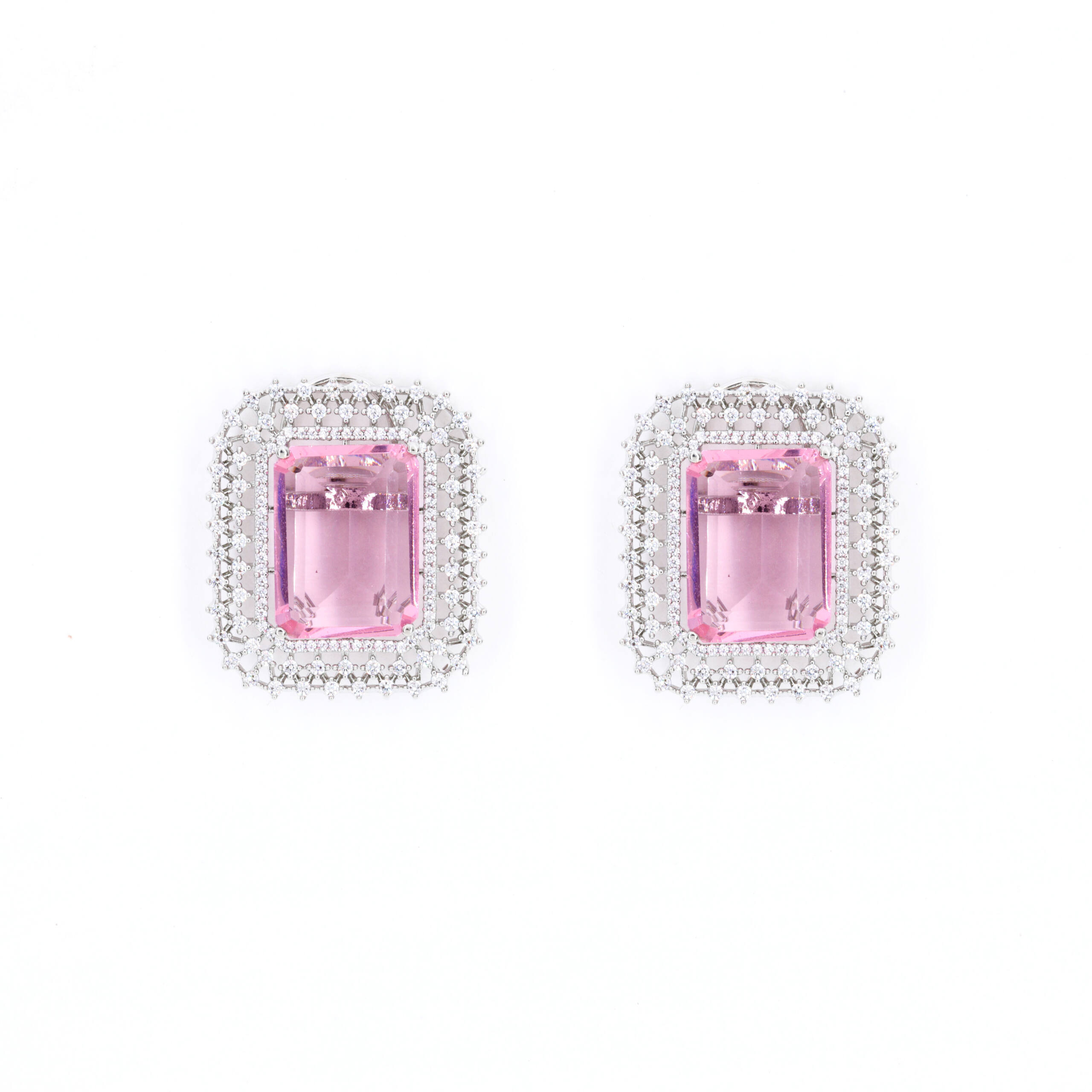 Blush Pink Halo Pendant Earring Set