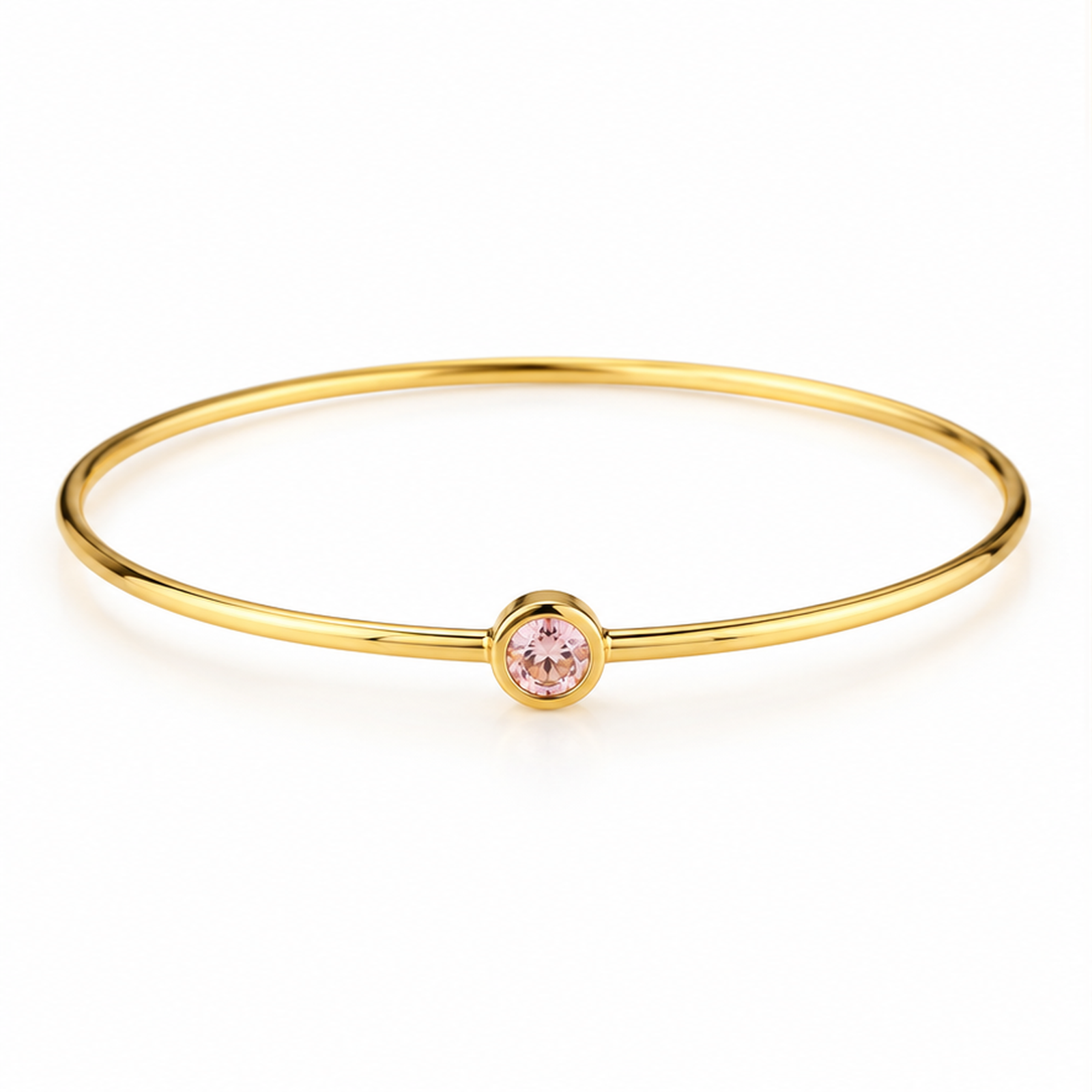 Blush Pink Solitaire Gold Tone Kada