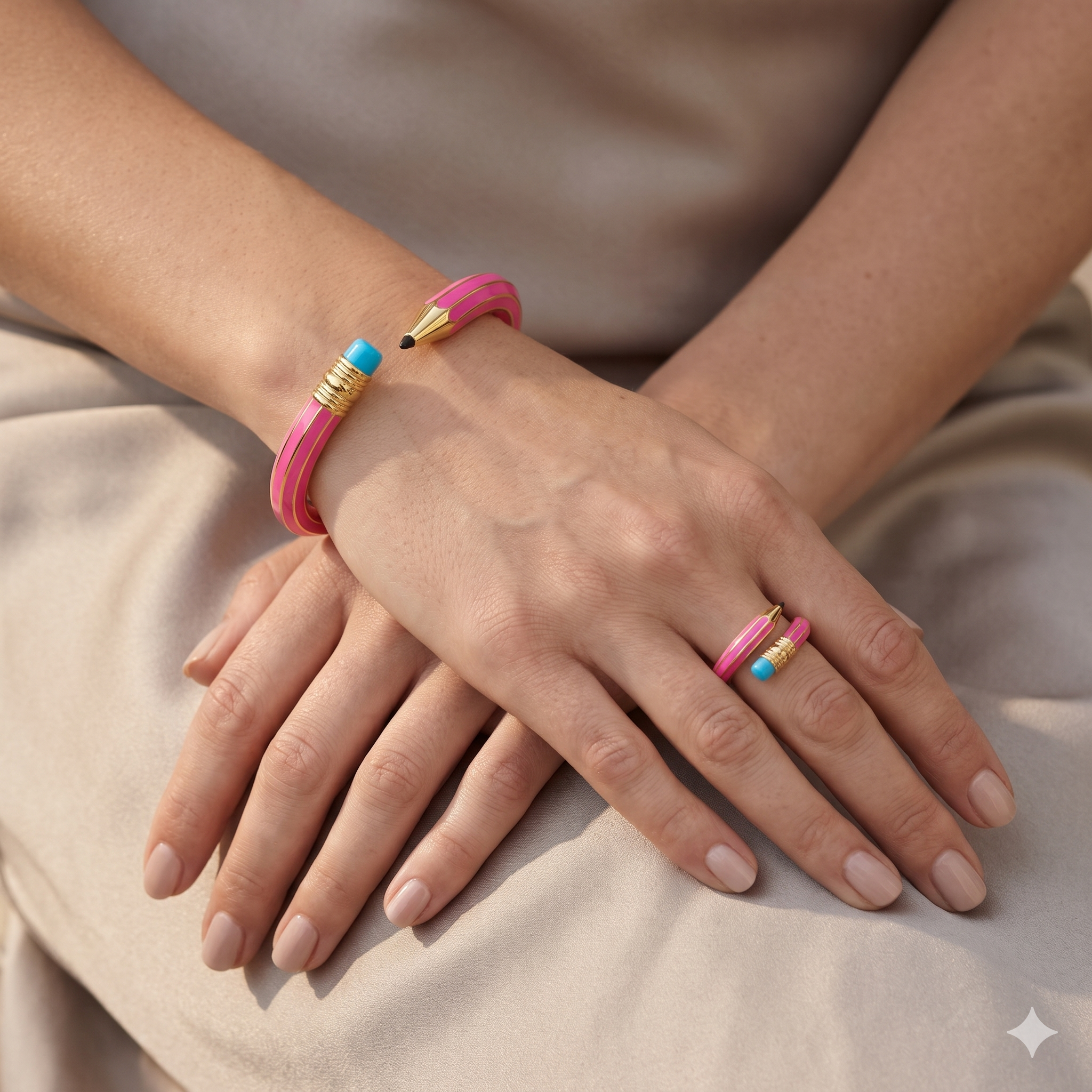 Bright Pink Spiral Gold Tone Kada