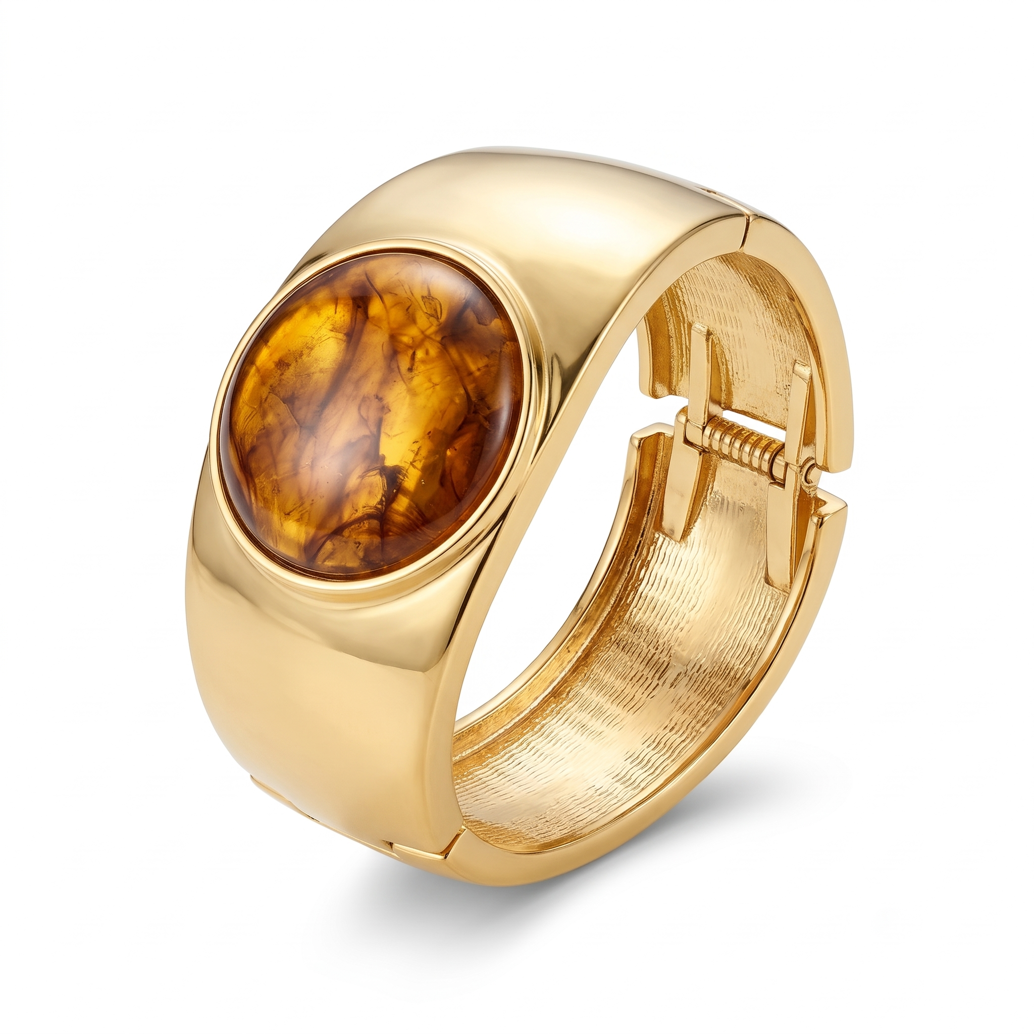 Classic Amber Stone Gold Tone Kada