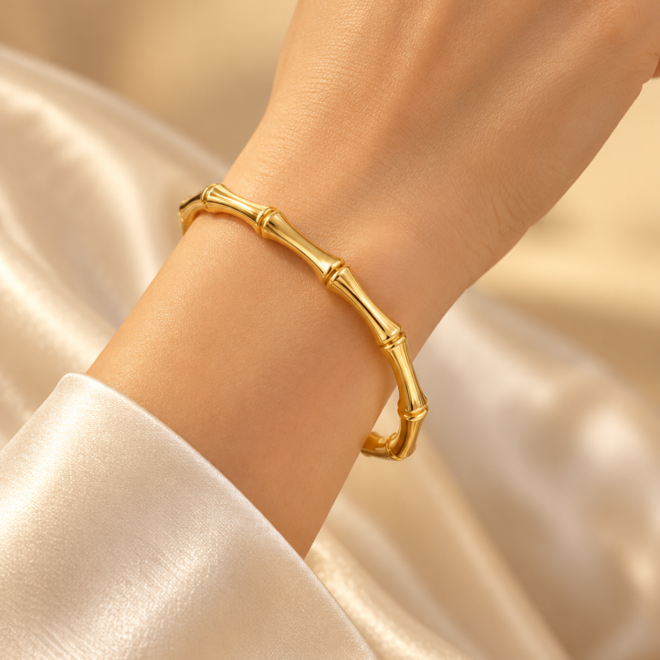 Classic Bamboo Gold Tone Designer Kada