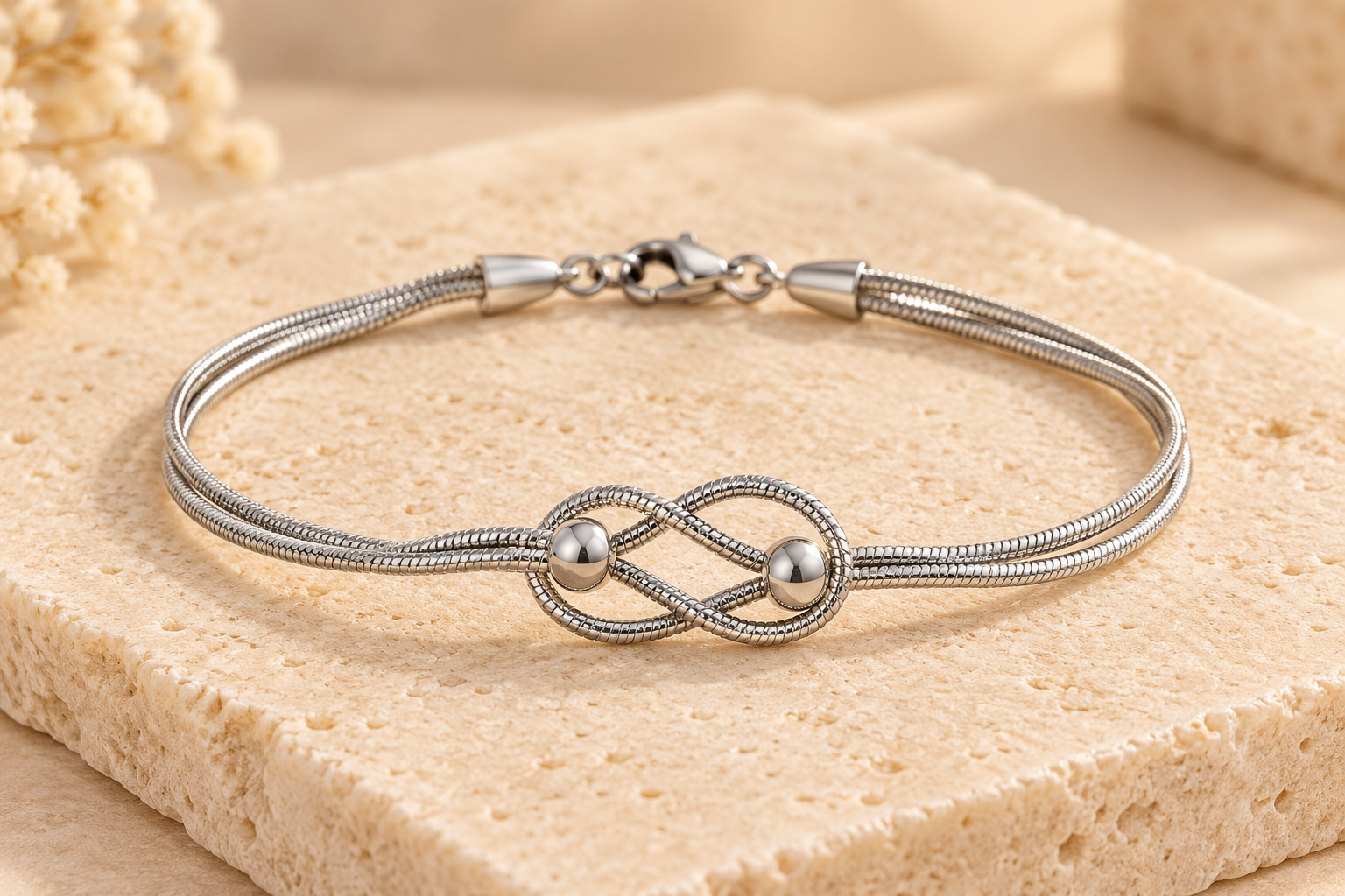 Classic Infinity Knot Silver Tone Bracelet