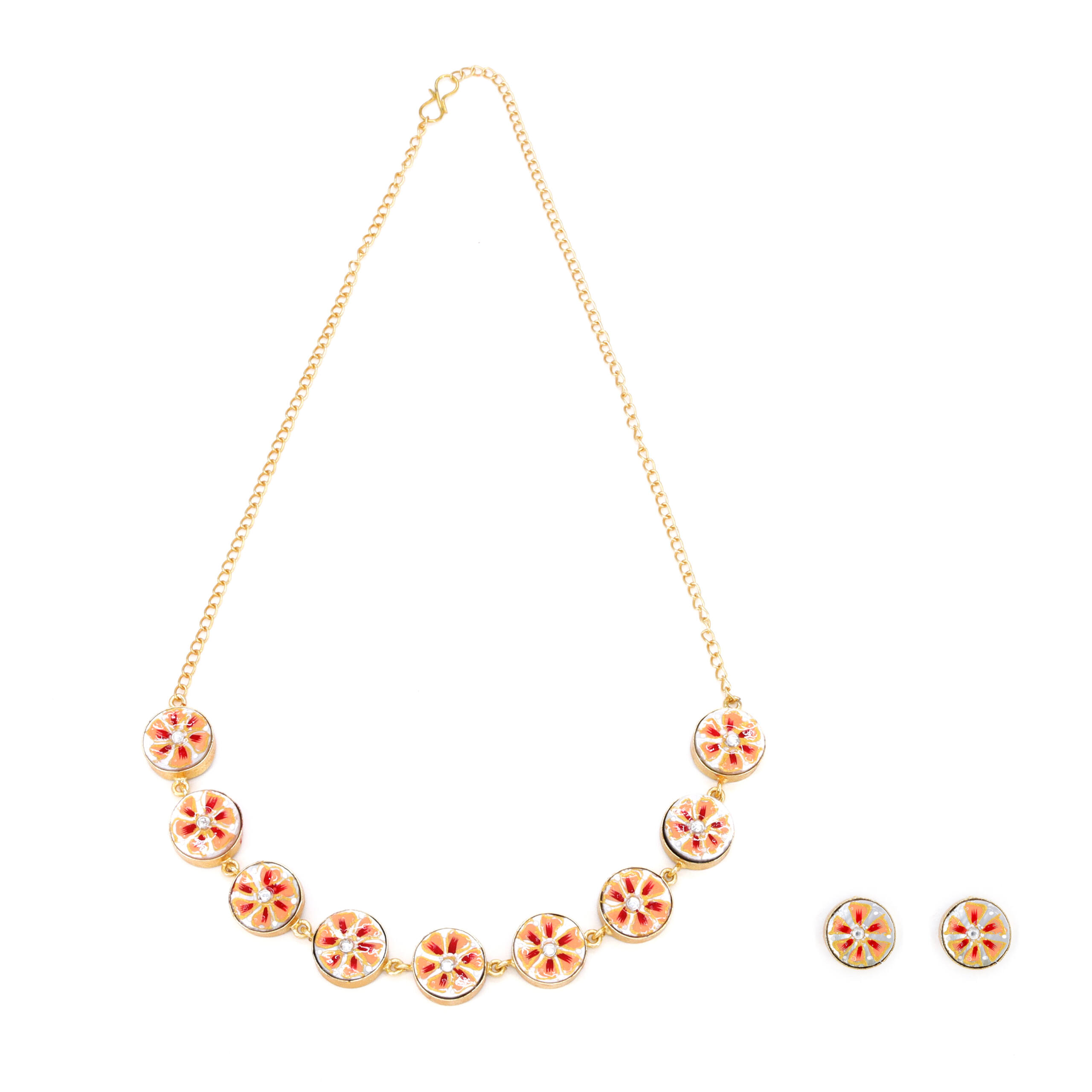 Coral Bloom Statement Necklace Set
