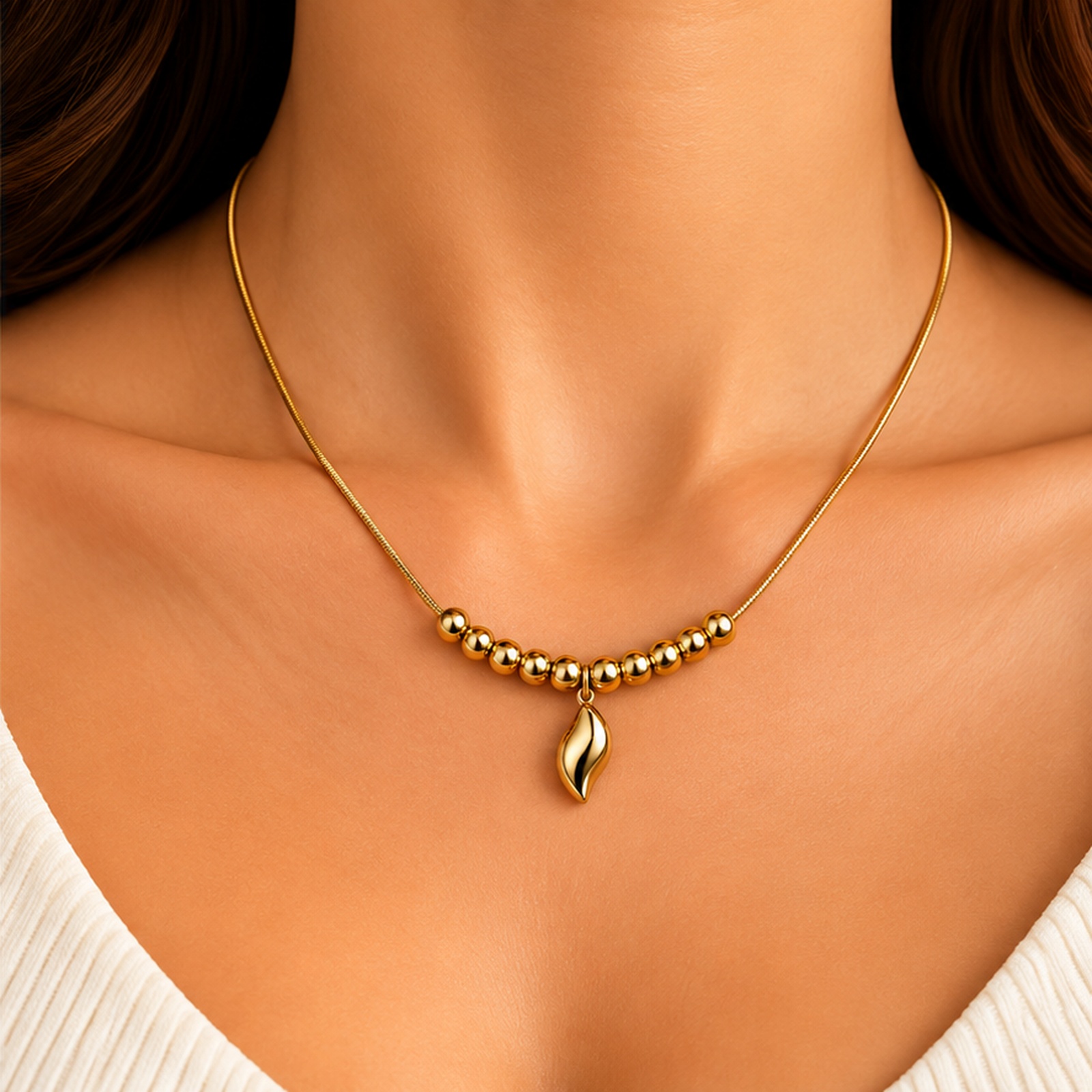 Elegant Gold Tone Crescent Necklace