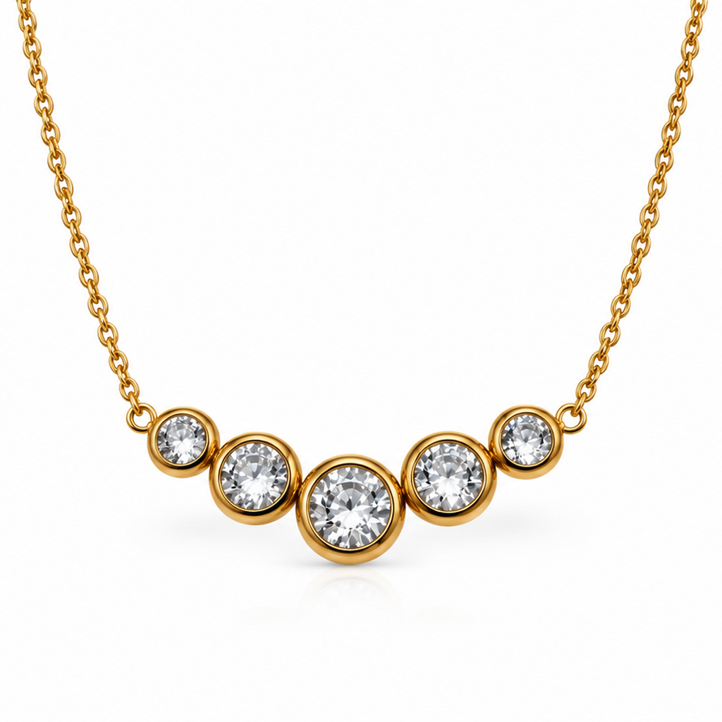 Elegant Gold Tone Floral Charm Necklace