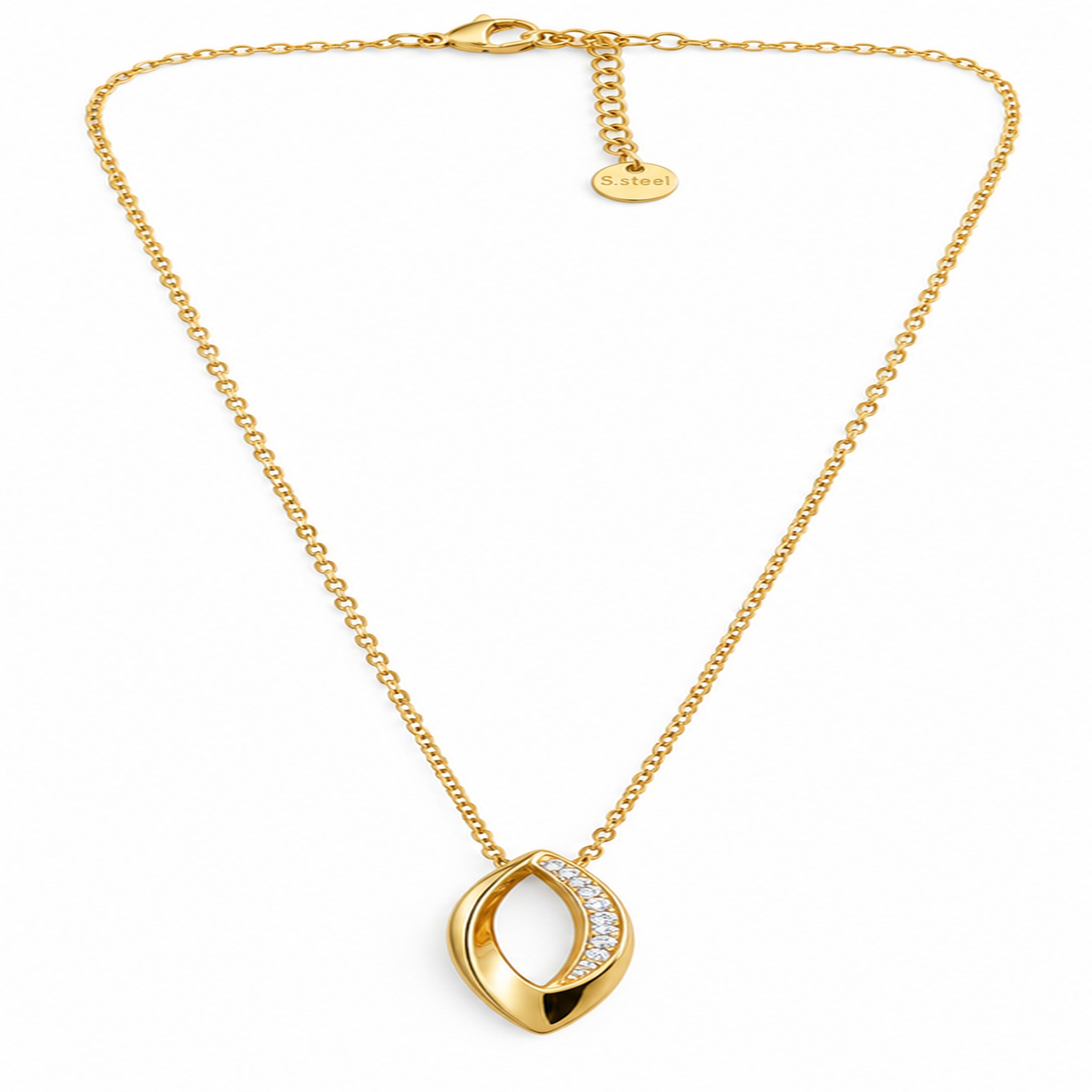 Elegant Gold Tone Teardrop Necklace