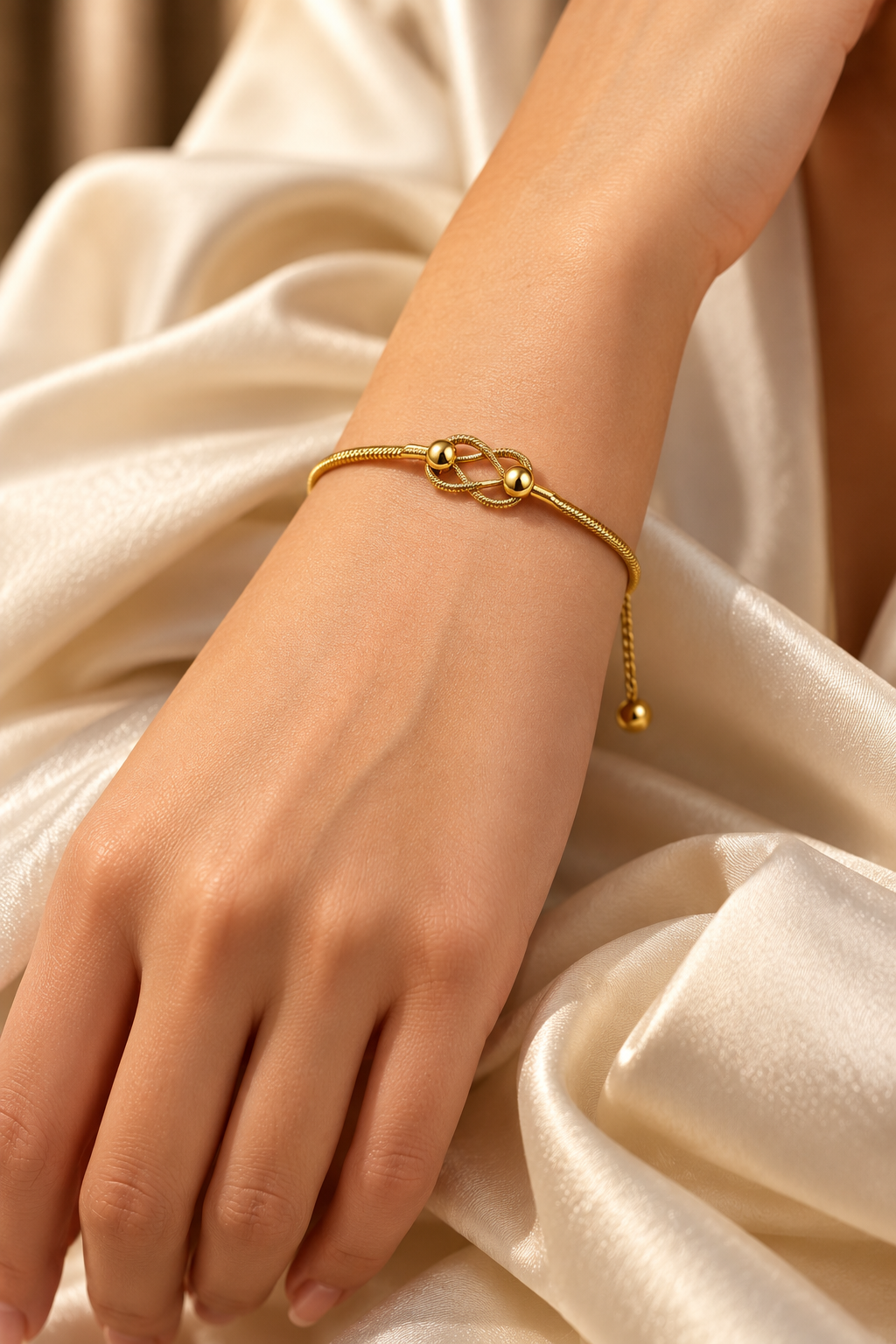 Elegant Infinity Knot Gold Tone Bracelet